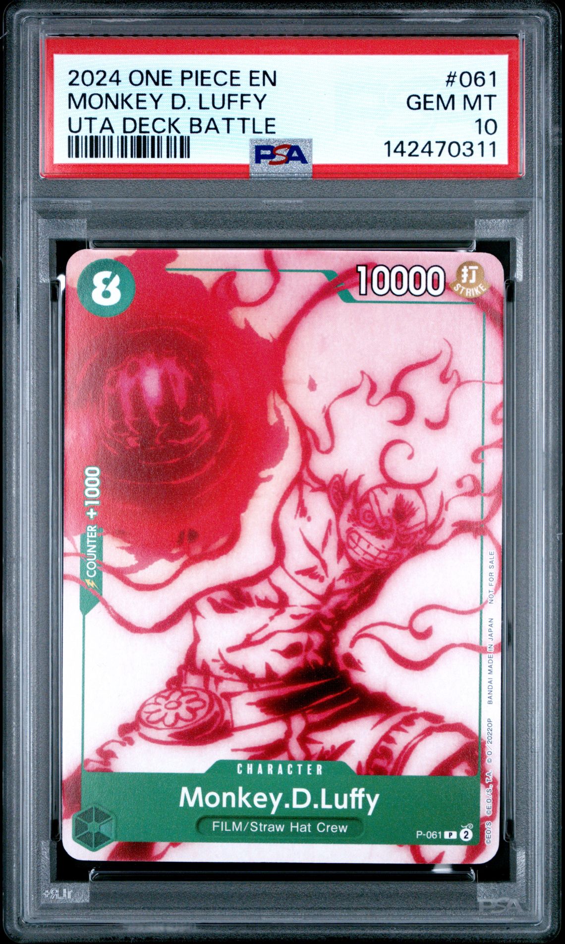 2024 One Piece Promos Monkey D. Luffy #061 (Uta Deck Battle) Gem Mt 10 front