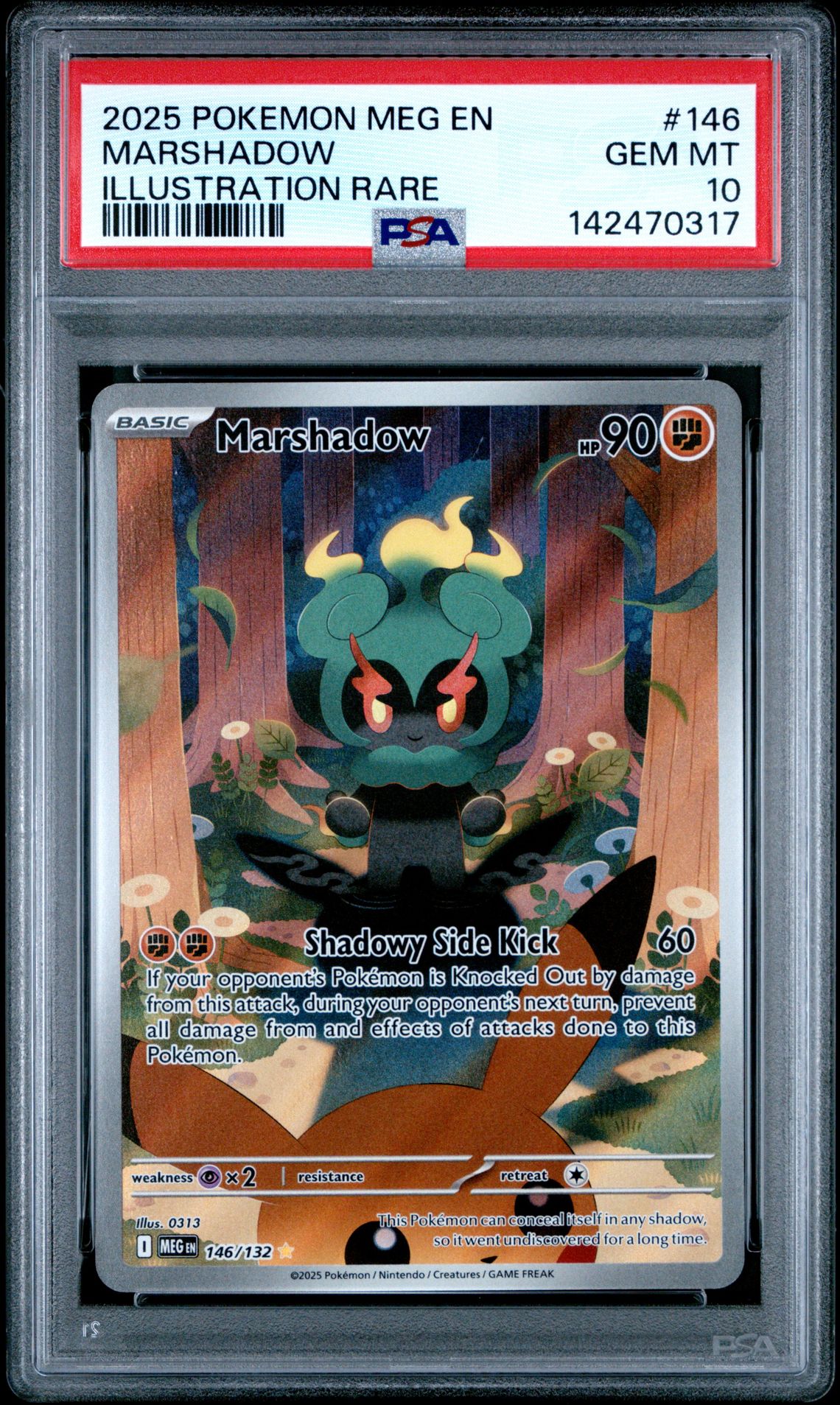 2025 Pokemon Meg En-Mega Evolution Marshadow #146 (Illustration Rare) Gem Mt 10 front