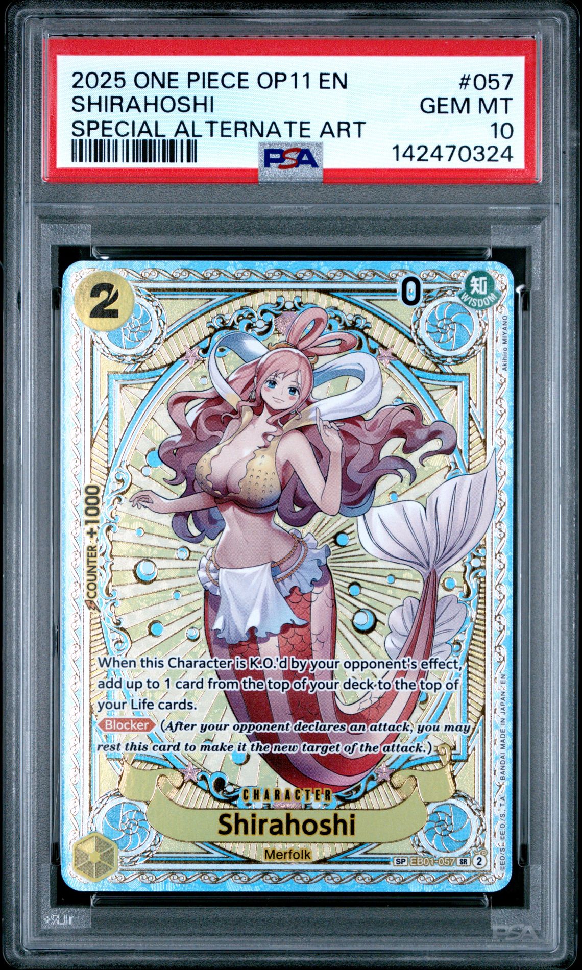 2025 One Piece Op11-A Fist Of Divine Speed Shirahoshi #057 (Special Alternate Art) Gem Mt 10 front