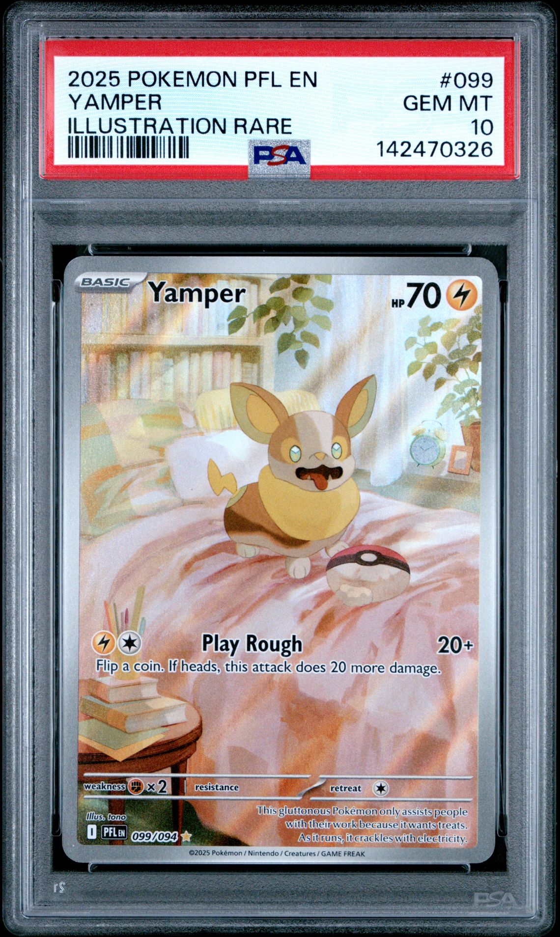 2025 Pokemon Pfl En-Phantasmal Flames Yamper #099 (Illustration Rare) Gem Mt 10 front