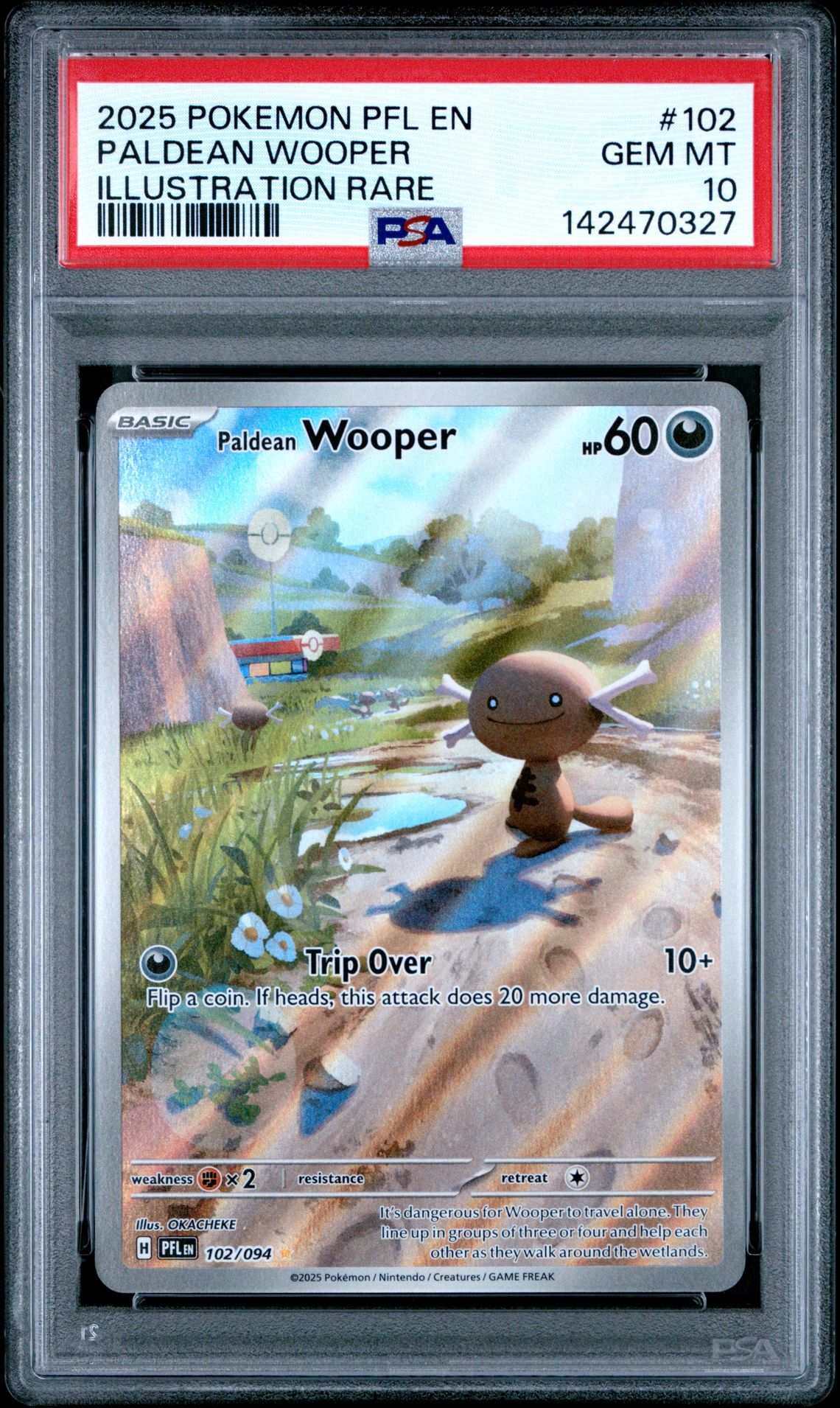 2025 Pokemon Pfl En-Phantasmal Flames Paldean Wooper #102 (Illustration Rare) Gem Mt 10 front