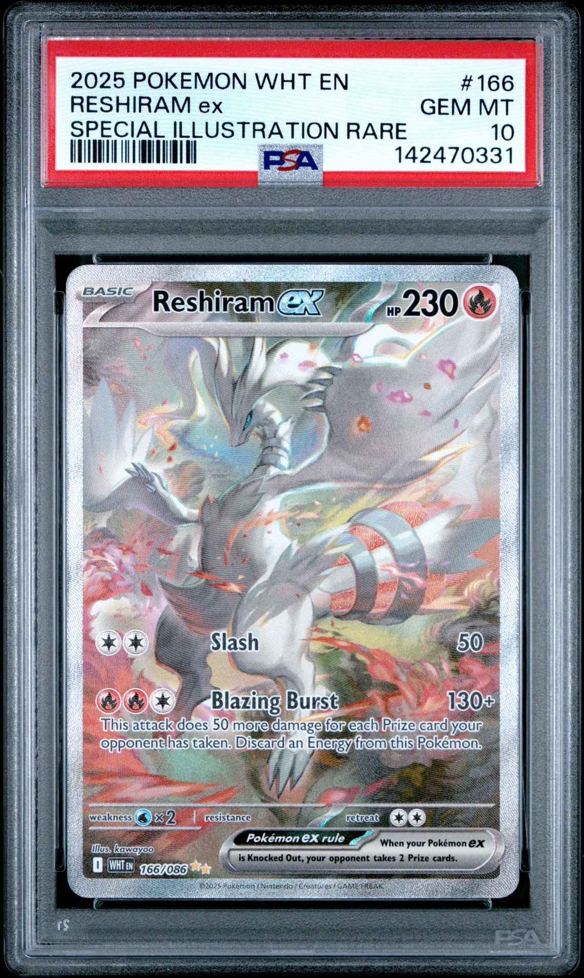 2025 Pokemon Wht En-White Flare Reshiram Ex #166 (Special Illustration Rare) Gem Mt 10 front