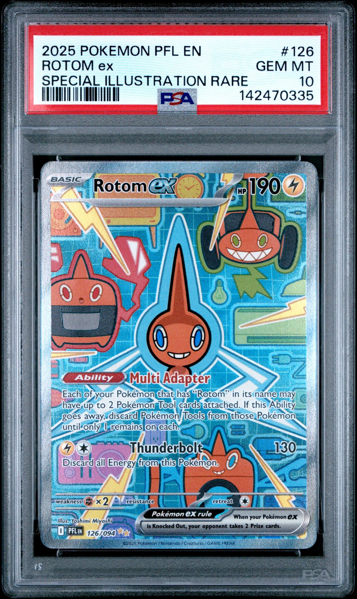 2025 Pokemon Pfl En-Phantasmal Flames Rotom Ex #126 (Special Illustration Rare) Gem Mt 10 front view - PSA graded GEM MT 10