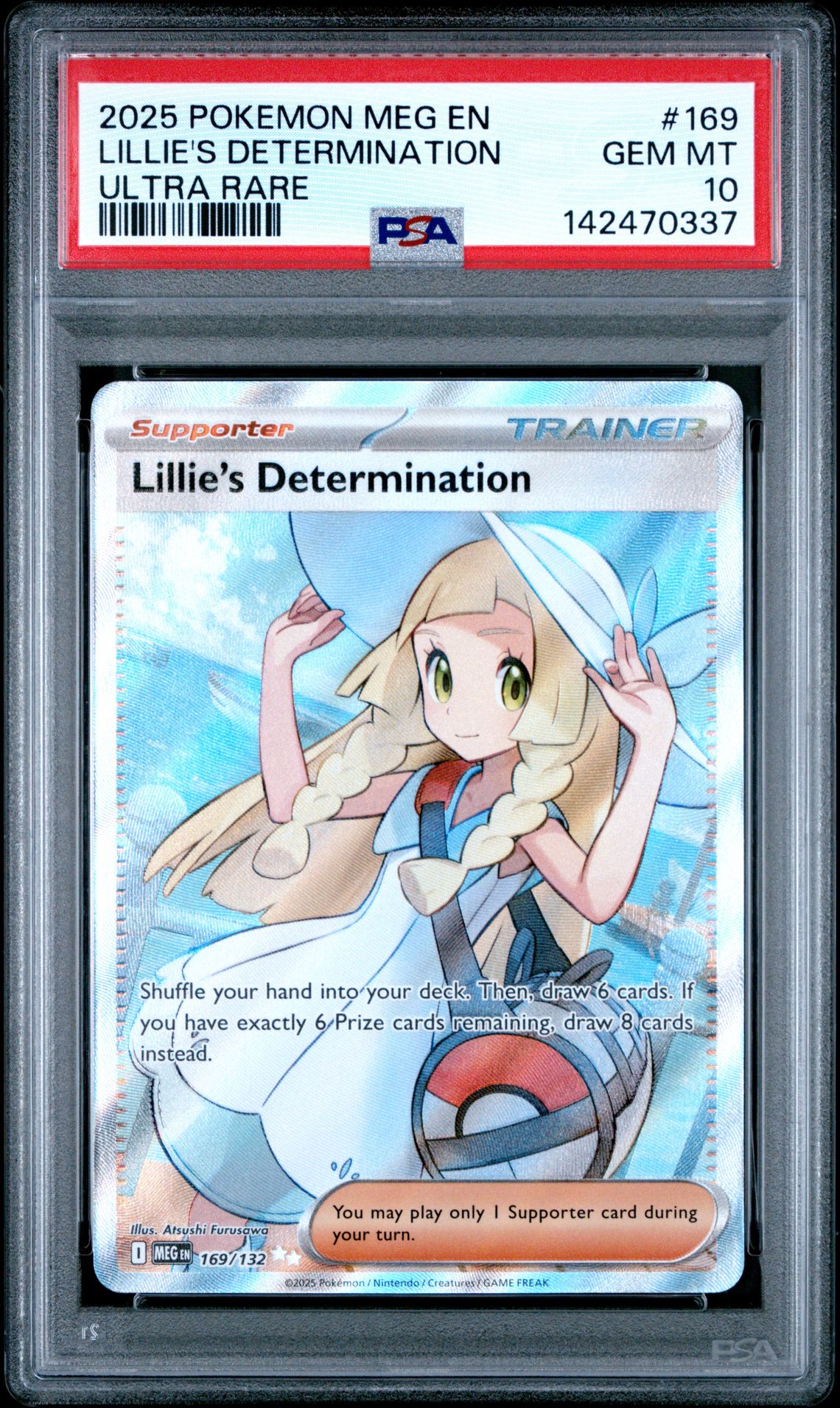 2025 Pokemon Meg En-Mega Evolution Lillie's Determination #169 (Ultra Rare) Gem Mt 10 front view - PSA graded GEM MT 10
