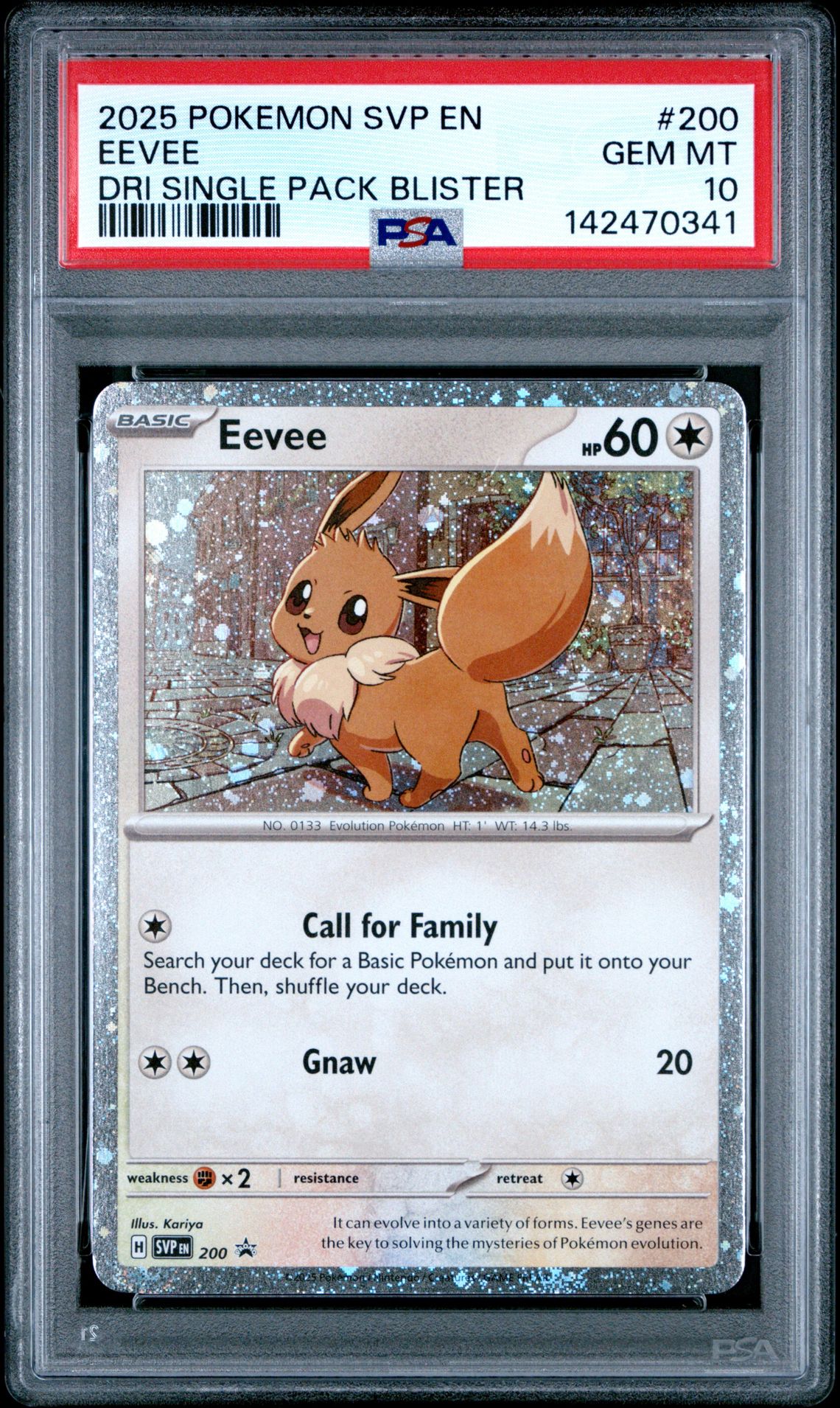 2025 Pokemon Svp En-Sv Black Star Promo Eevee #200 (Dri Single Pack Blister) Gem Mt 10 front view - PSA graded GEM MT 10