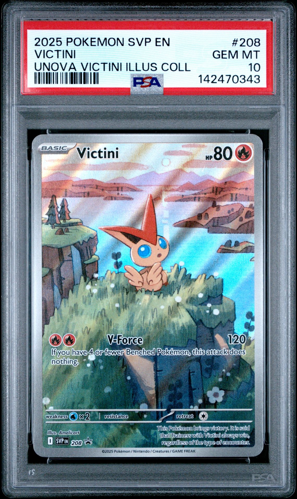 2025 Pokemon Svp En-Sv Black Star Promo Victini #208 (Unova Victini Illus Coll) Gem Mt 10 front