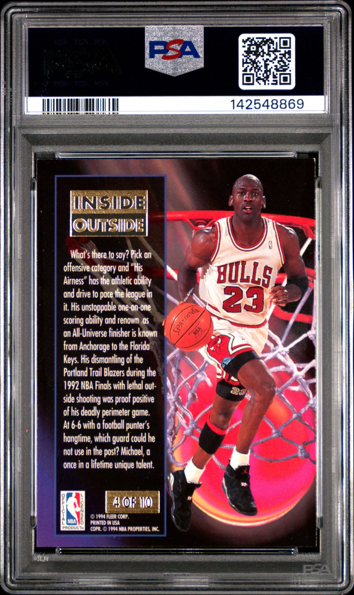 1993 Ultra Inside/Outside Michael Jordan #4 (Inside/Outside) Ex-Mt 6 back