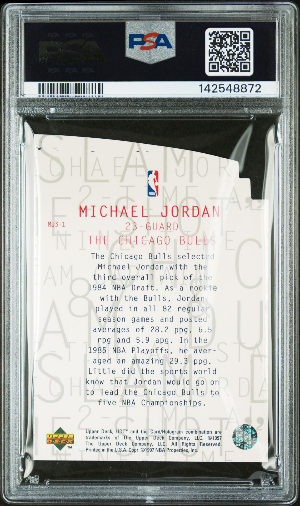 1997 Ud3 Mj3 Michael Jordan #Mj3-1 Nm-Mt 8 back