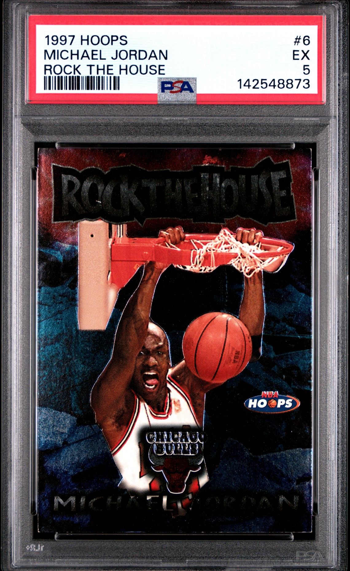 1997 Hoops Rock The House Michael Jordan #6 (Rock The House) Ex 5 front