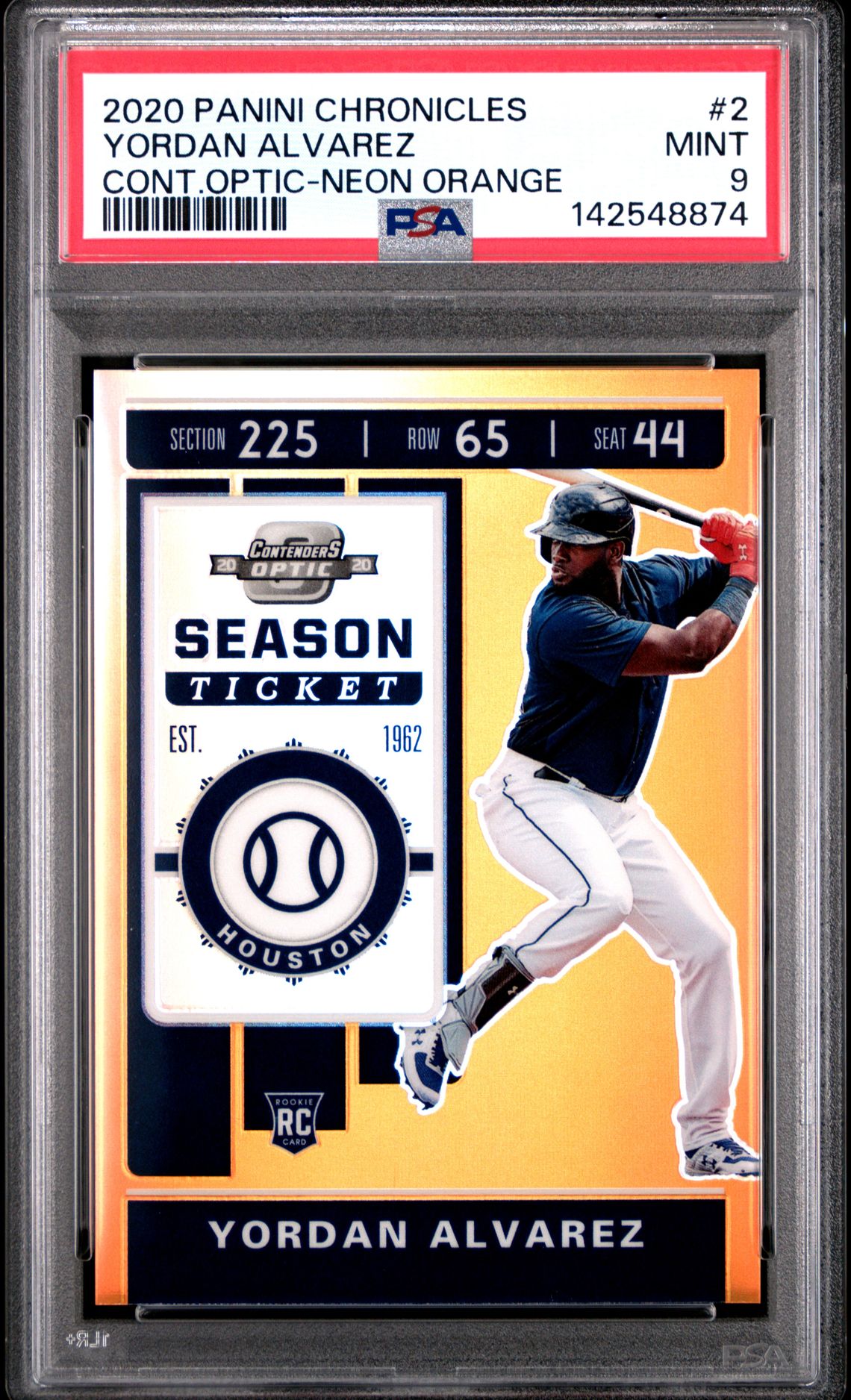 2020 Panini Chronicles Contenders Optic Yordan Alvarez #2 (Cont.optic-Neon Orange) Mint 9 front