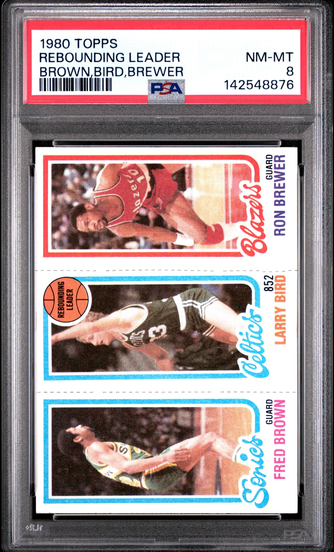 1980 Topps Rebounding Leader (Brown,Bird,Brewer) Nm-Mt 8 front