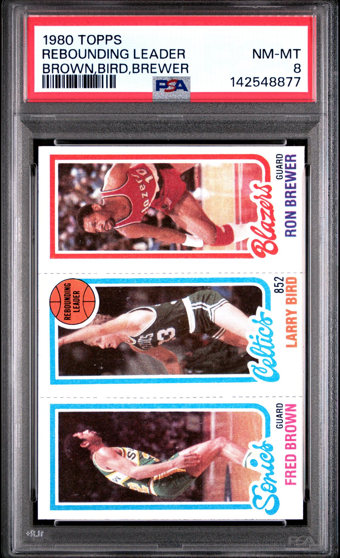 1980 Topps Rebounding Leader (Brown,Bird,Brewer) Nm-Mt 8 front