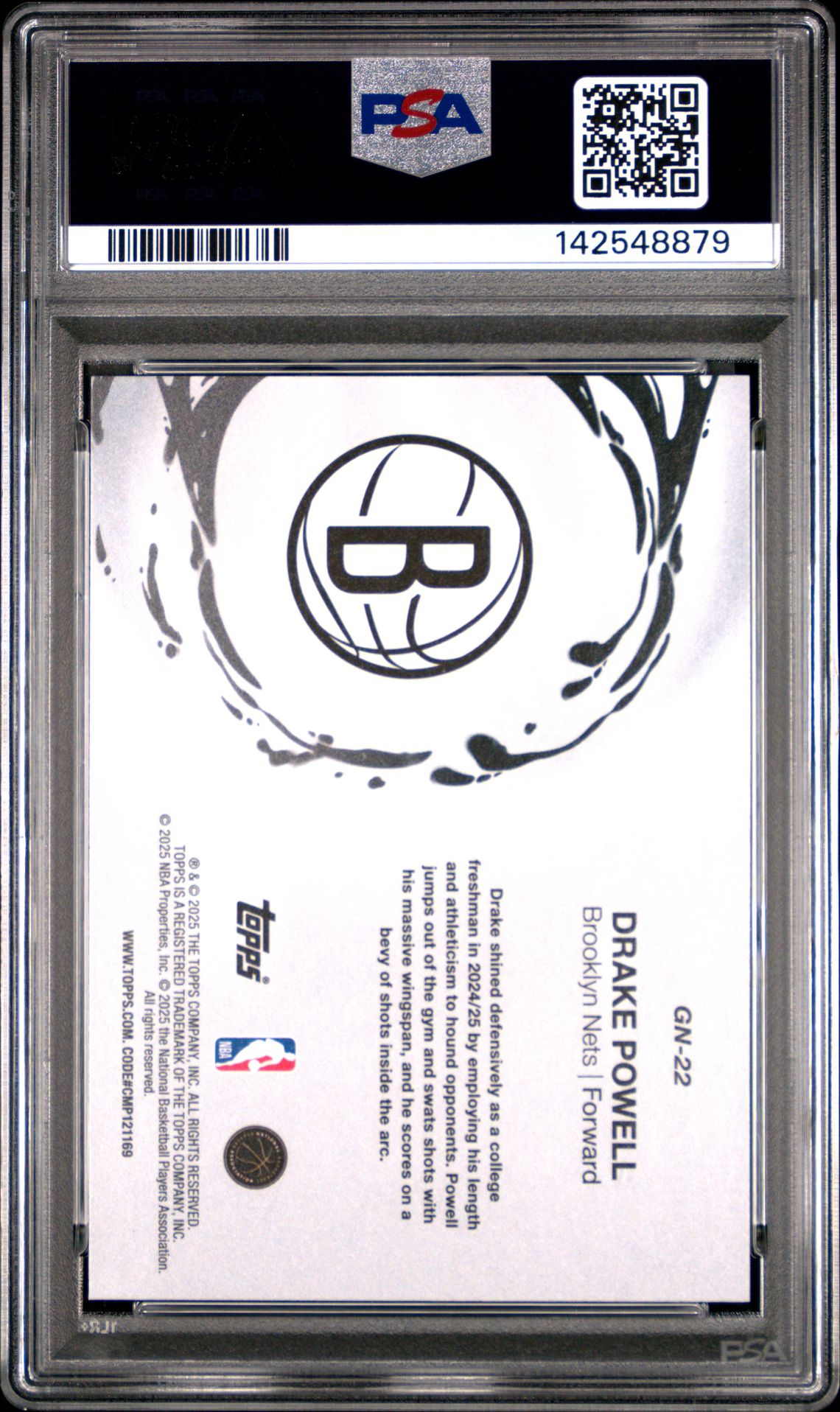 2025 Topps Generation Now Drake Powell #Gn-22 (Gen Now-Green Holo Foil) Gem Mt 10 back