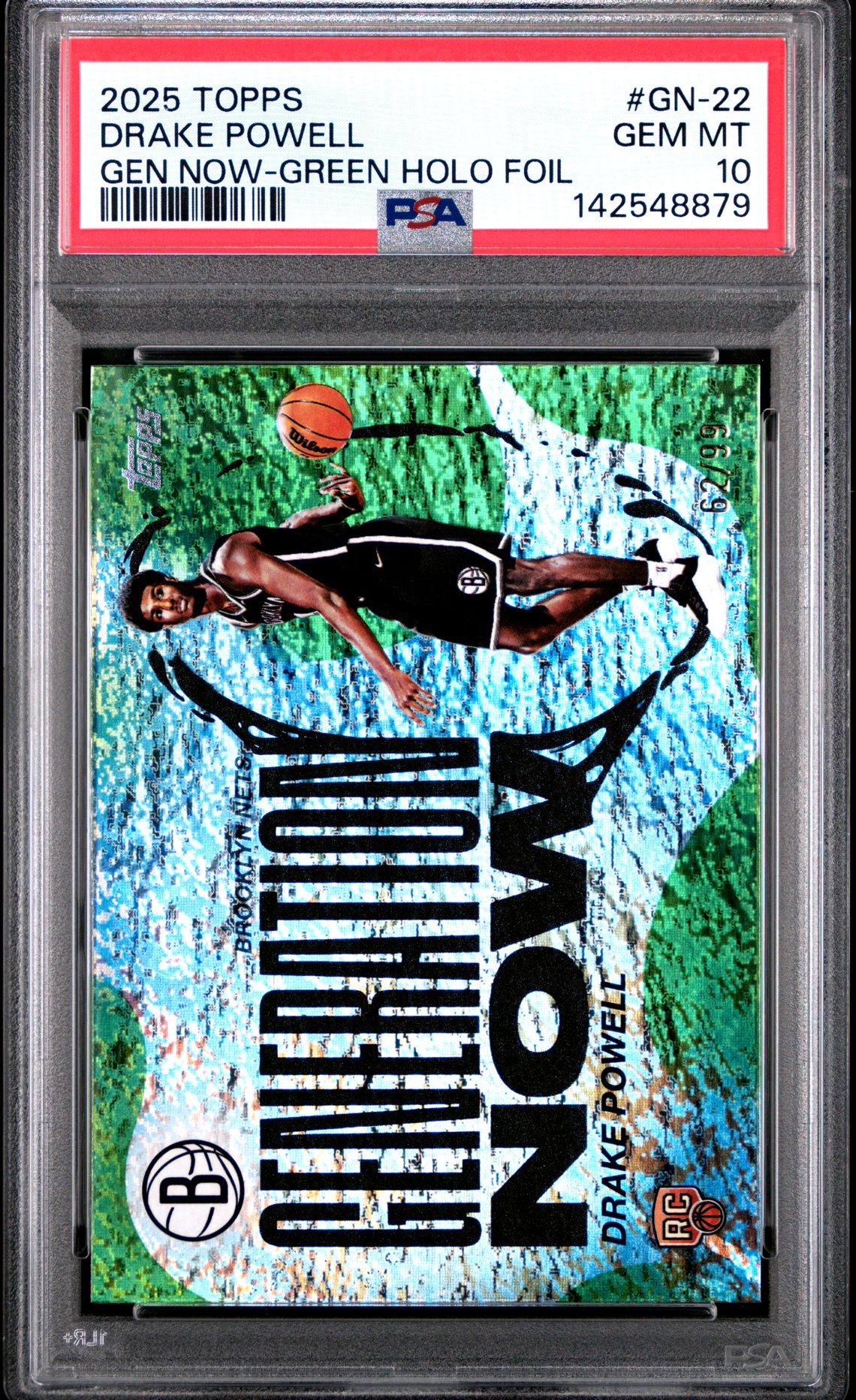 2025 Topps Generation Now Drake Powell #Gn-22 (Gen Now-Green Holo Foil) Gem Mt 10 front