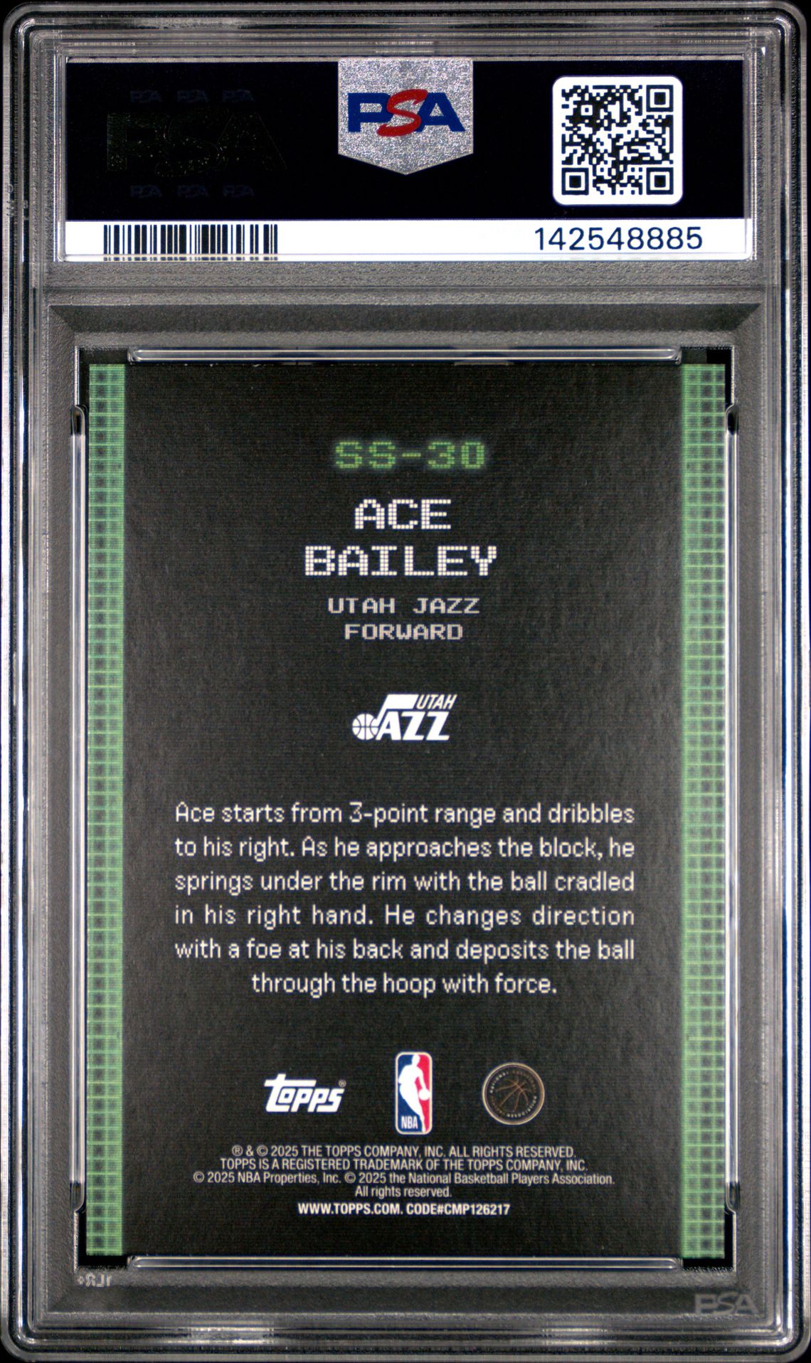 2025 Topps Scan And Slam Ace Bailey #Ss-30 Gem Mt 10 back