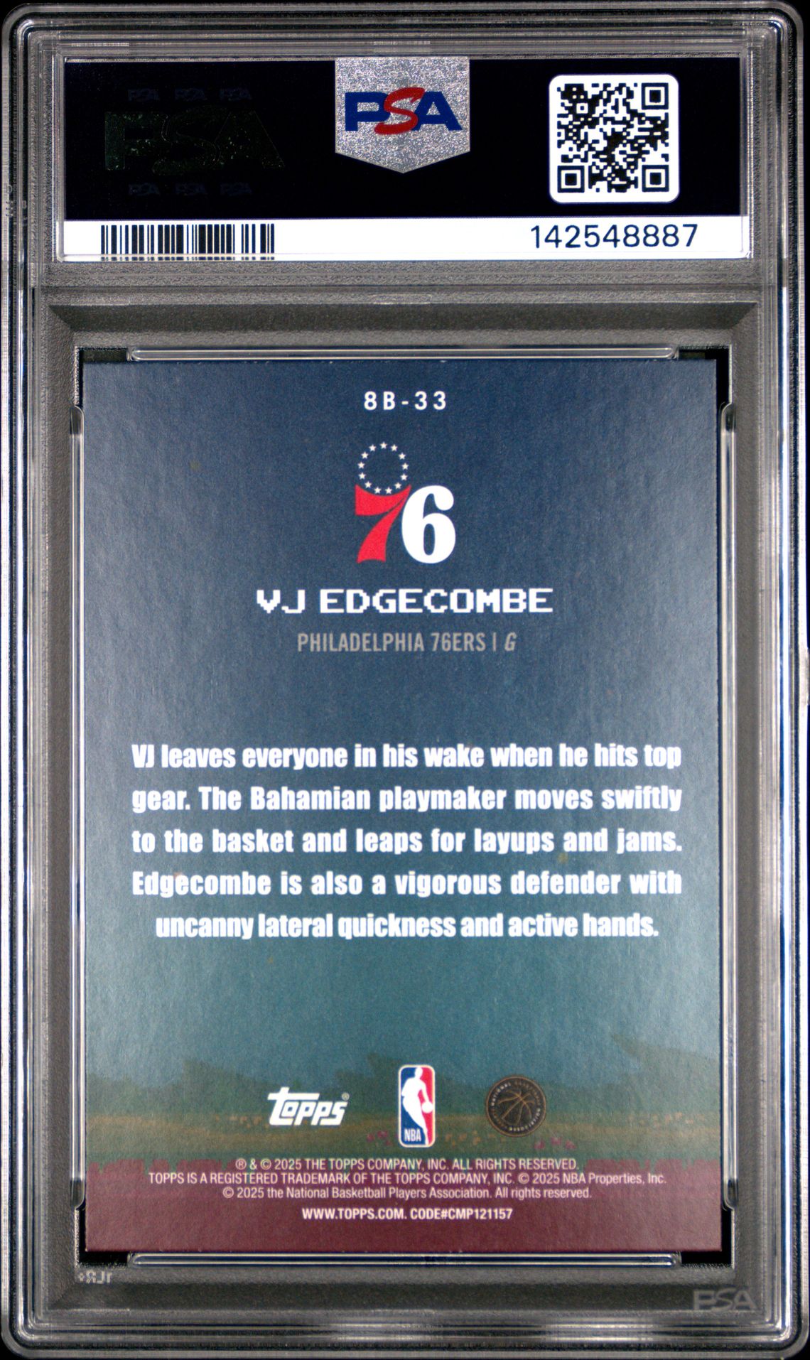 2025 Topps 8 Bit Ballers Vj Edgecombe #8B-33 Mint 9 back