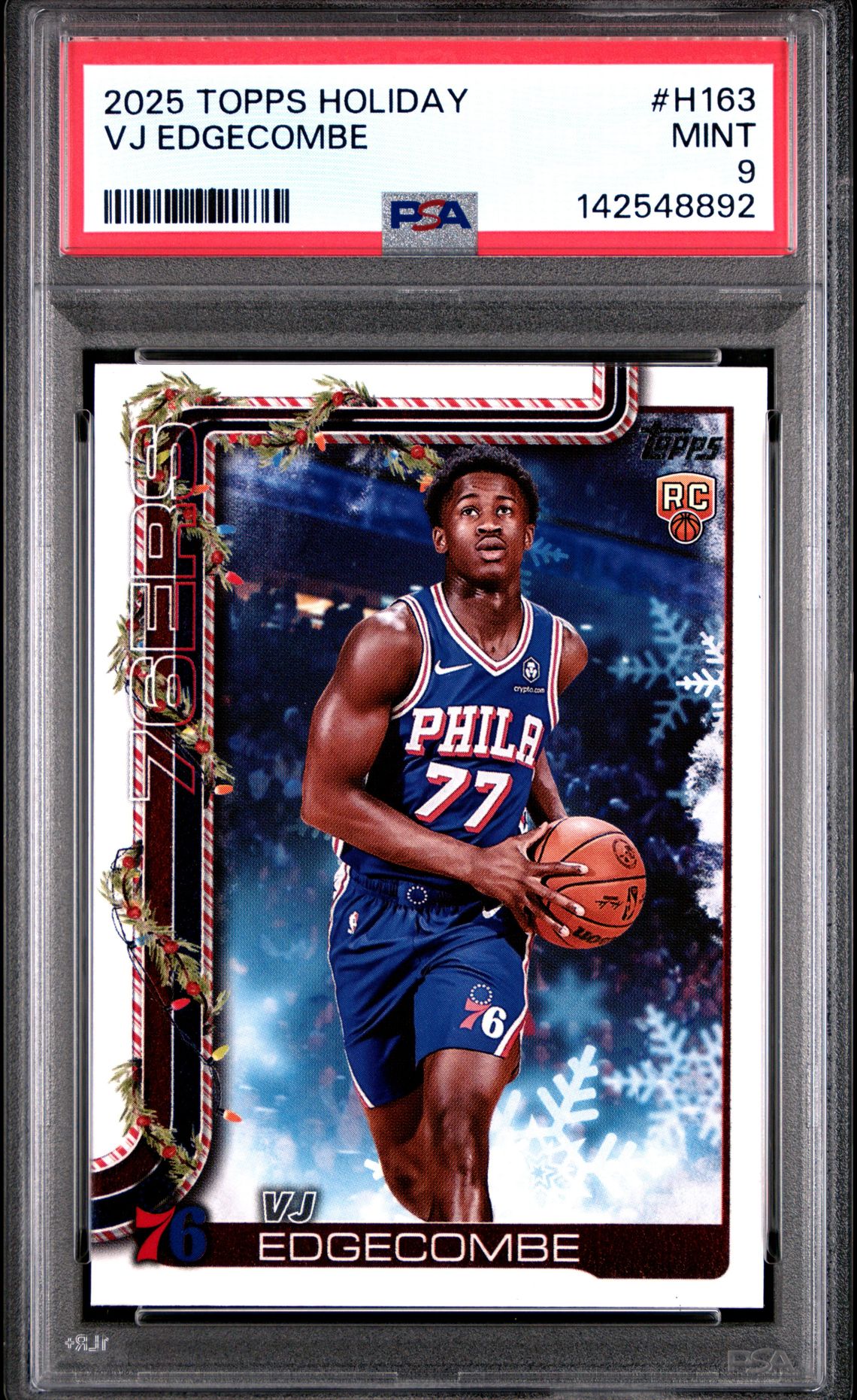 2025 Topps Holiday Vj Edgecombe #H163 Mint 9 front