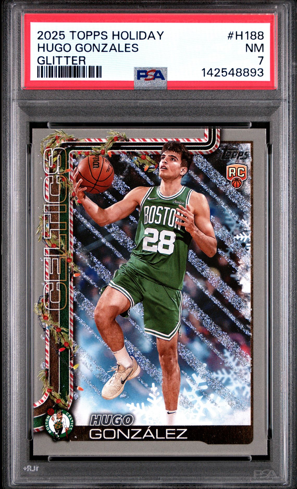 2025 Topps Holiday Hugo Gonzales #H188 (Glitter) Nm 7 front