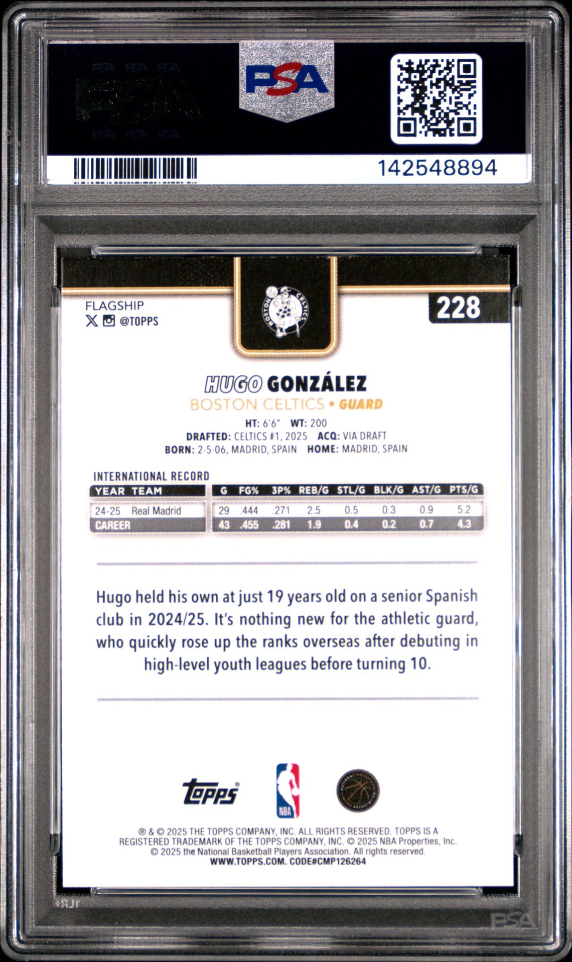 2025 Topps Hugo Gonzalez #228 (Blackout) Mint 9 back