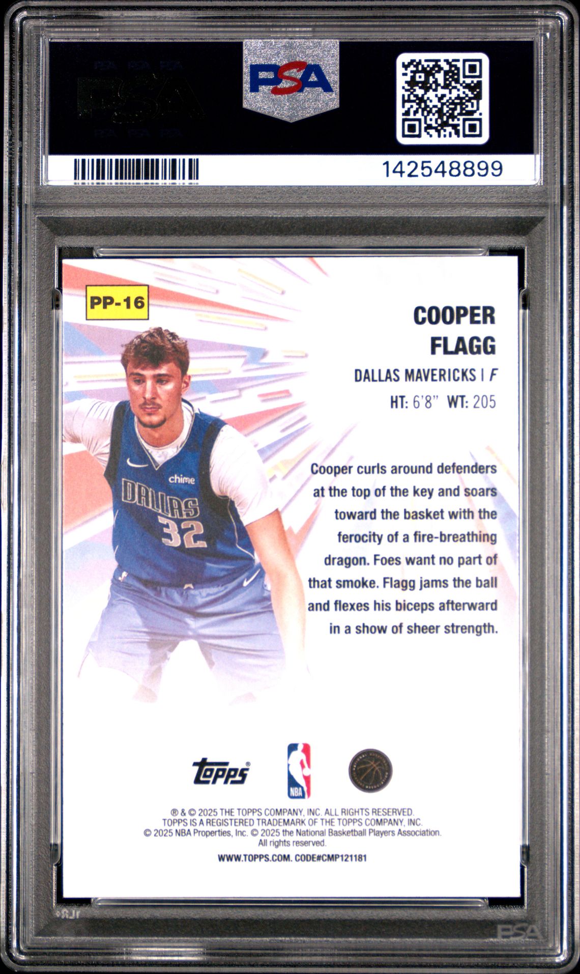 2025 Topps Power Players Cooper Flagg #Pp-16 Gem Mt 10 back