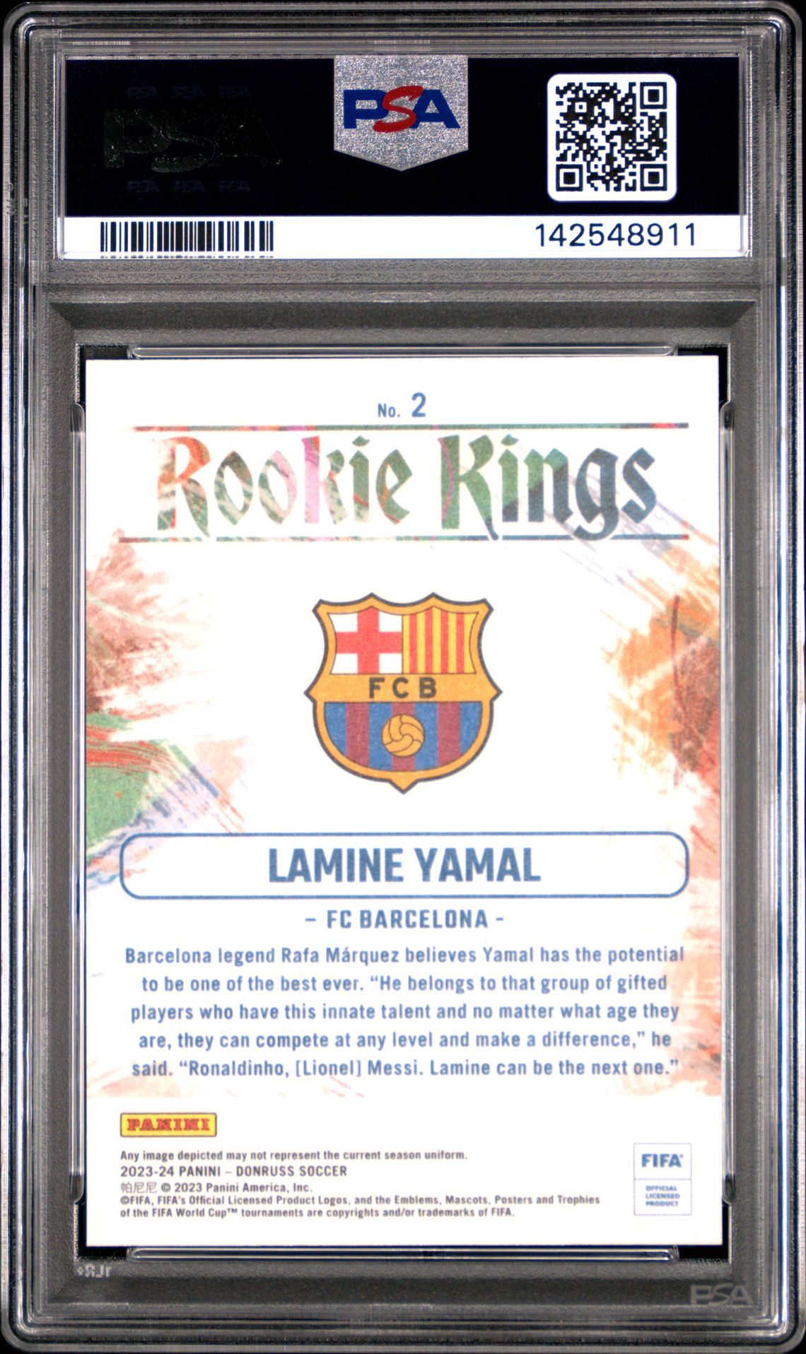 2023-24 Panini Donruss Fifa Rookie Kings Lamine Yamal #2 Gem Mt 10 back