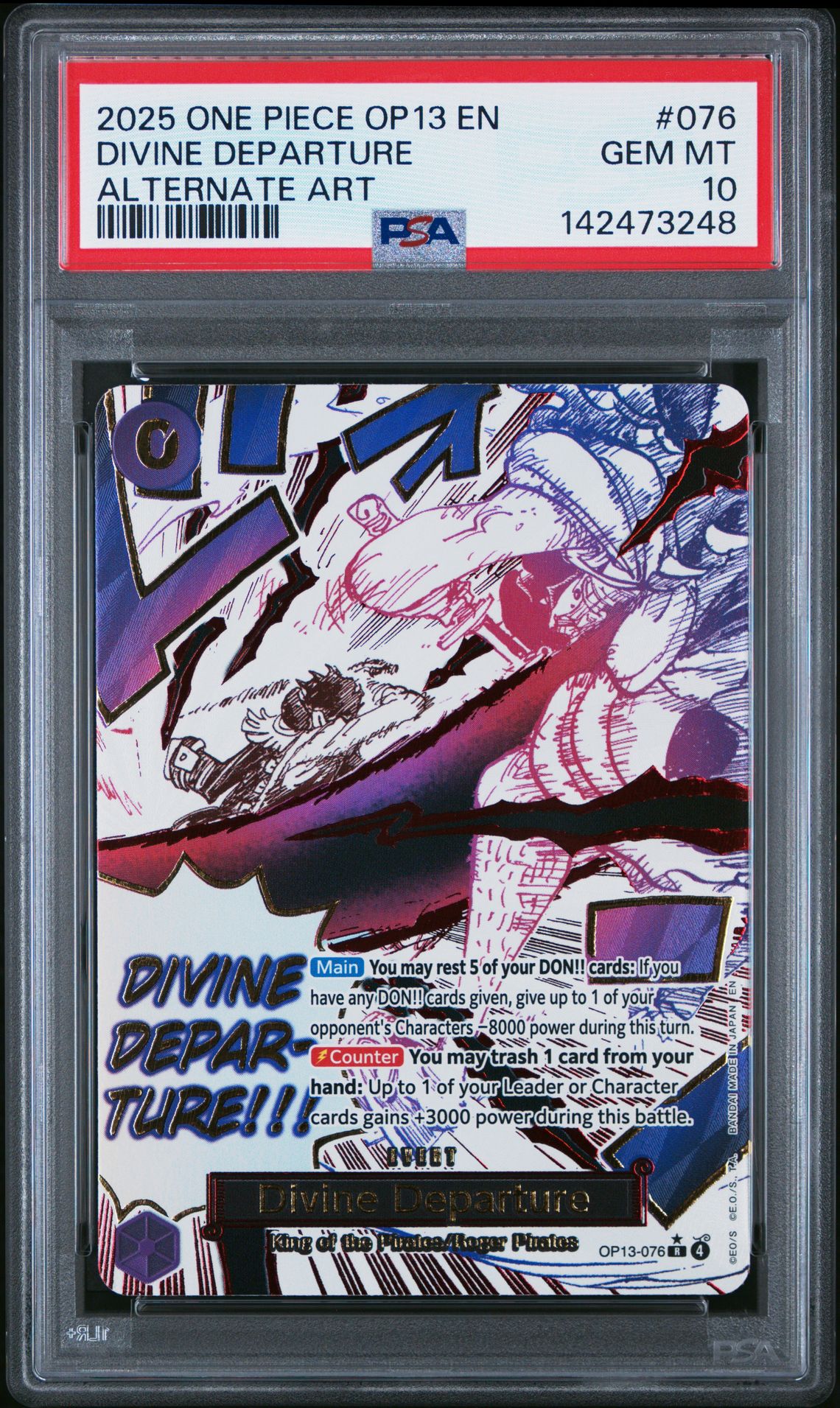 2025 One Piece ONE PIECE OP13-CARRYING ON HIS WILL ALTERNATE ART #076 Divine Departure front