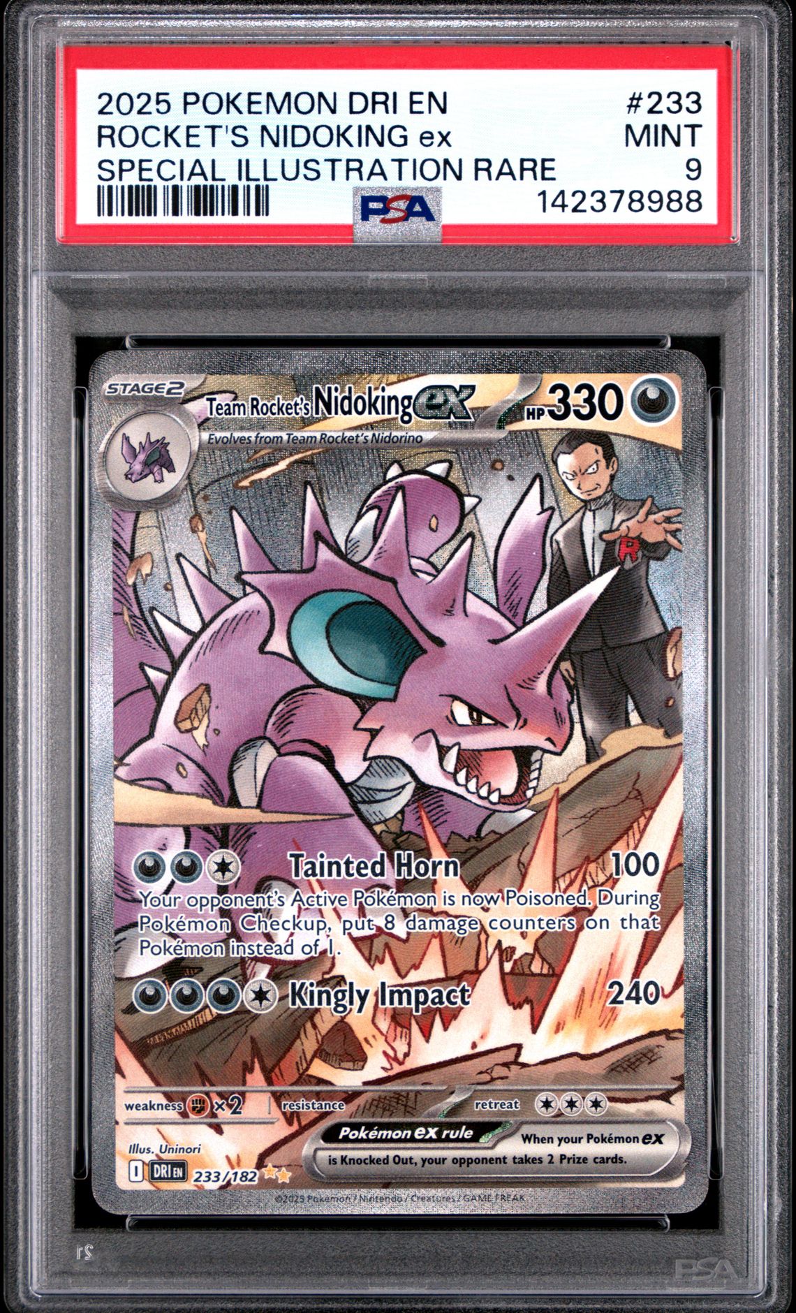 2025 Pokemon Dri En-Destined Rivals Rocket's Nidoking Ex #233 (Special Illustration Rare) Mint 9 front