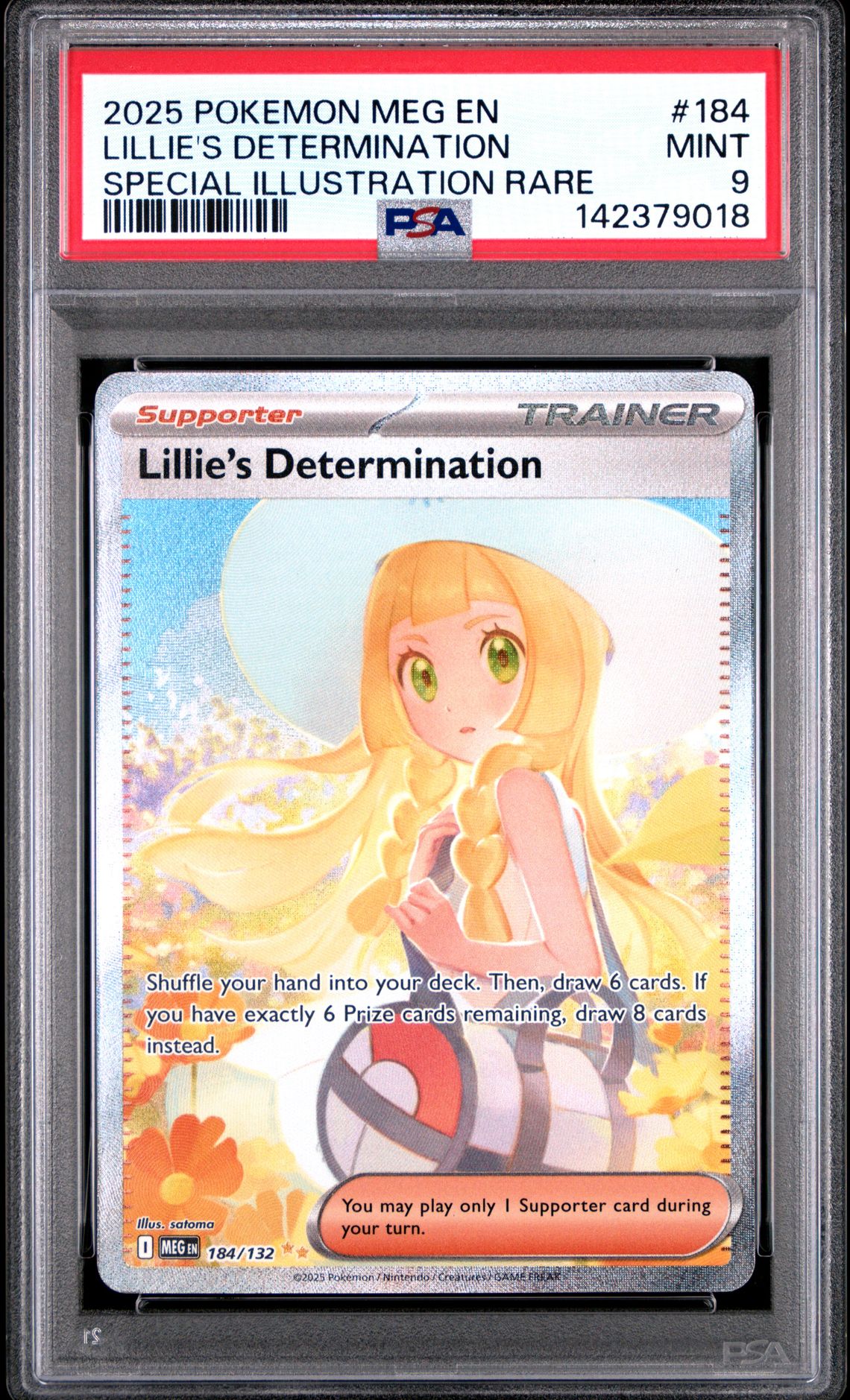 2025 Pokemon Meg En-Mega Evolution Lillie's Determination #184 (Special Illustration Rare) Mint 9 front