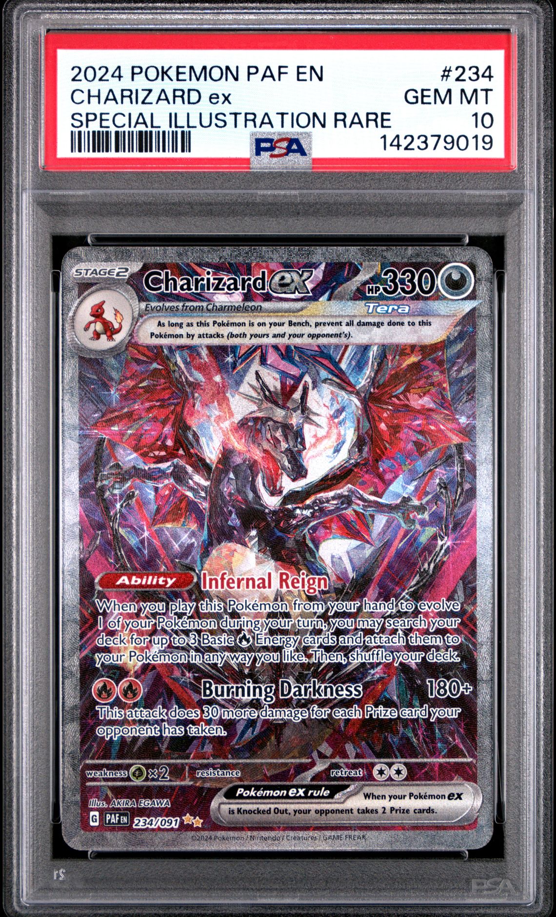 2024 Pokemon Paf En-Paldean Fates Charizard Ex #234 (Special Illustration Rare) Gem Mt 10 front