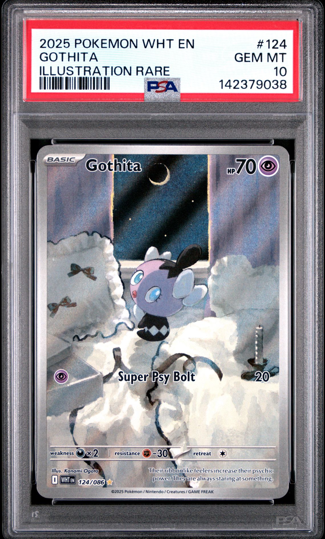 2025 Pokemon Wht En-White Flare Gothita #124 (Illustration Rare) Gem Mt 10 front