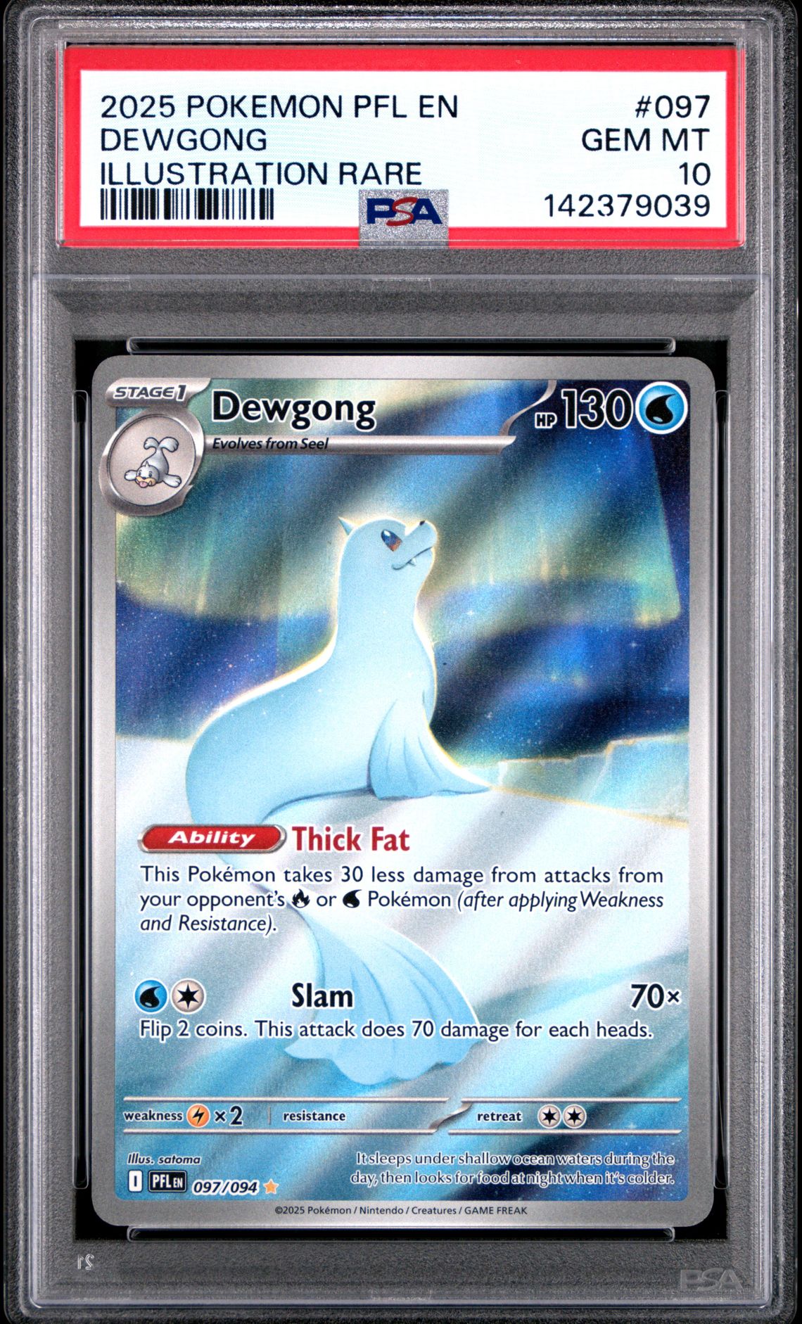 2025 Pokemon Pfl En-Phantasmal Flames Dewgong #097 (Illustration Rare) Gem Mt 10 front