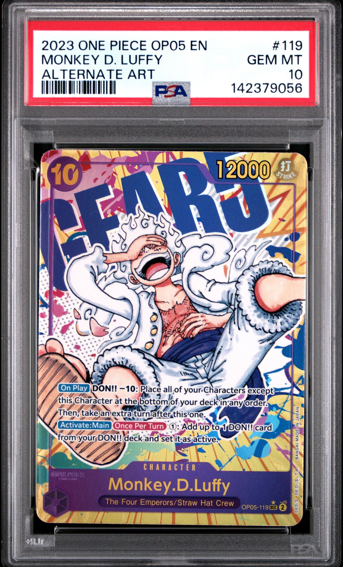 2023 One Piece Op05-Awakening Of The New Era Monkey D. Luffy #119 (Alternate Art) Gem Mt 10 front