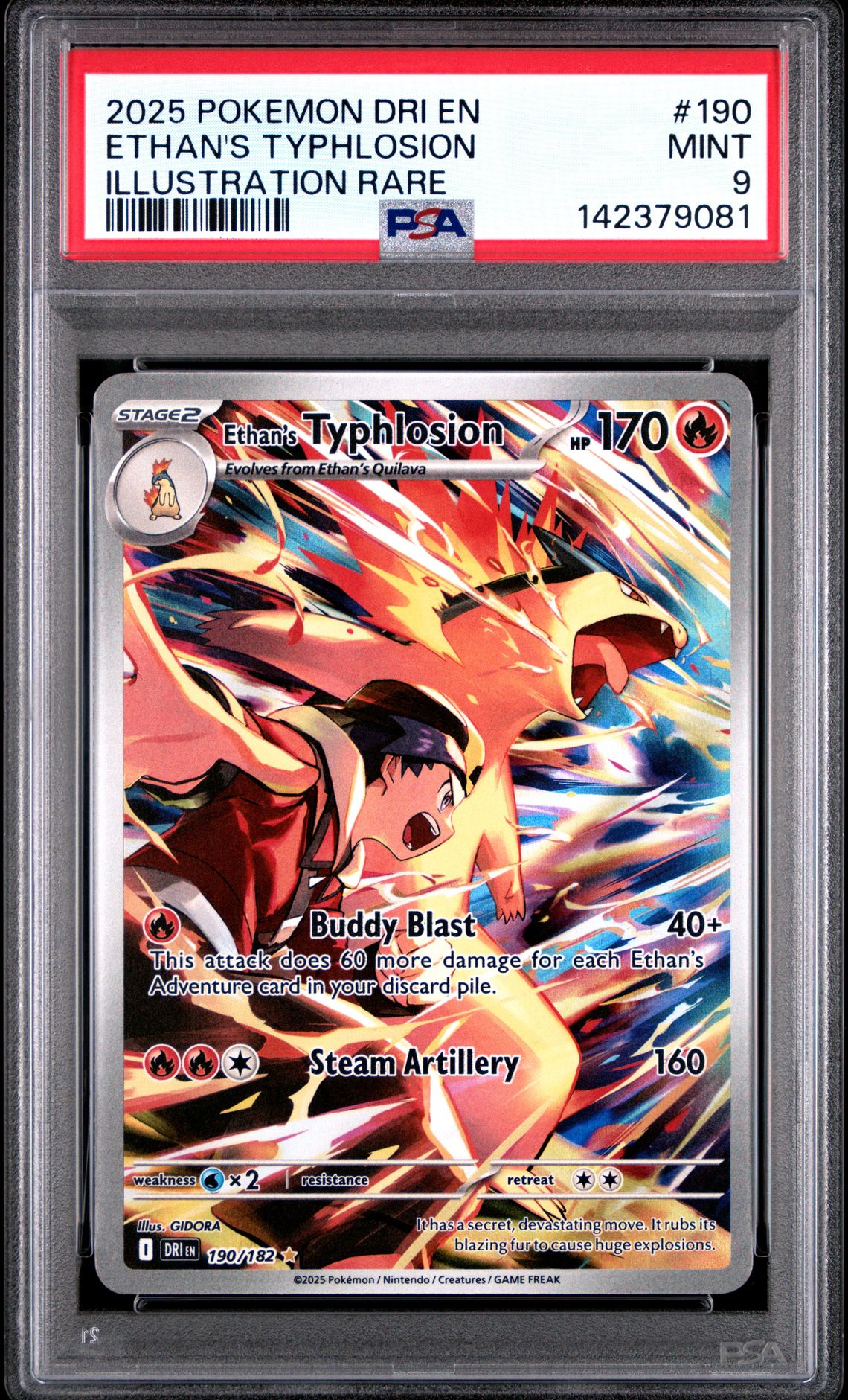 2025 Pokemon Dri En-Destined Rivals Ethan's Typhlosion #190 (Illustration Rare) Mint 9 front