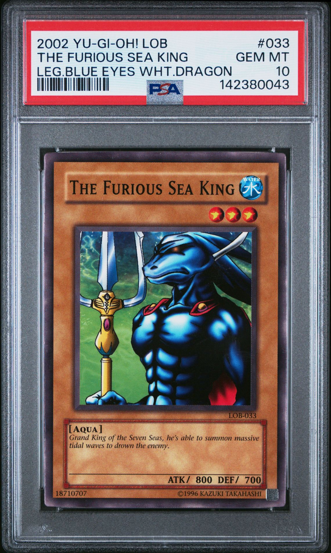 2002 Yu-Gi-Oh! YU-GI-OH! LOB-LEGEND OF BLUE EYES WHITE DRAGON LEG.BLUE EYES WHT.DRAGON #033 The Furious Sea King front