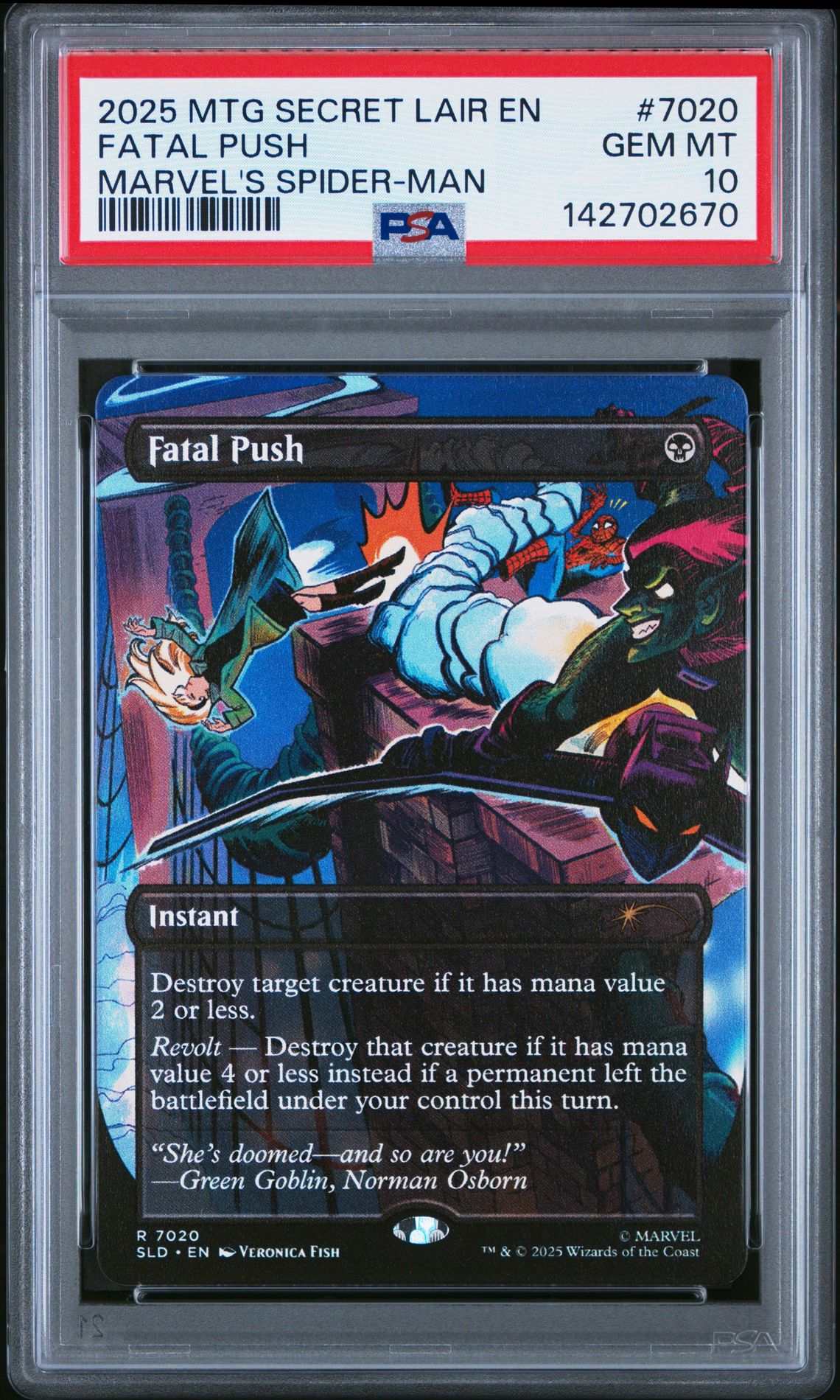 2025 MTG MAGIC THE GATHERING SECRET LAIR DROP MARVEL'S SPIDER-MAN #7020 Fatal Push front