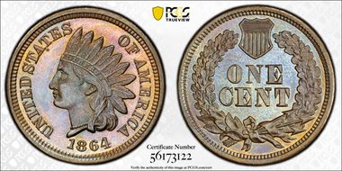 1864 1C Bronze PR66BN