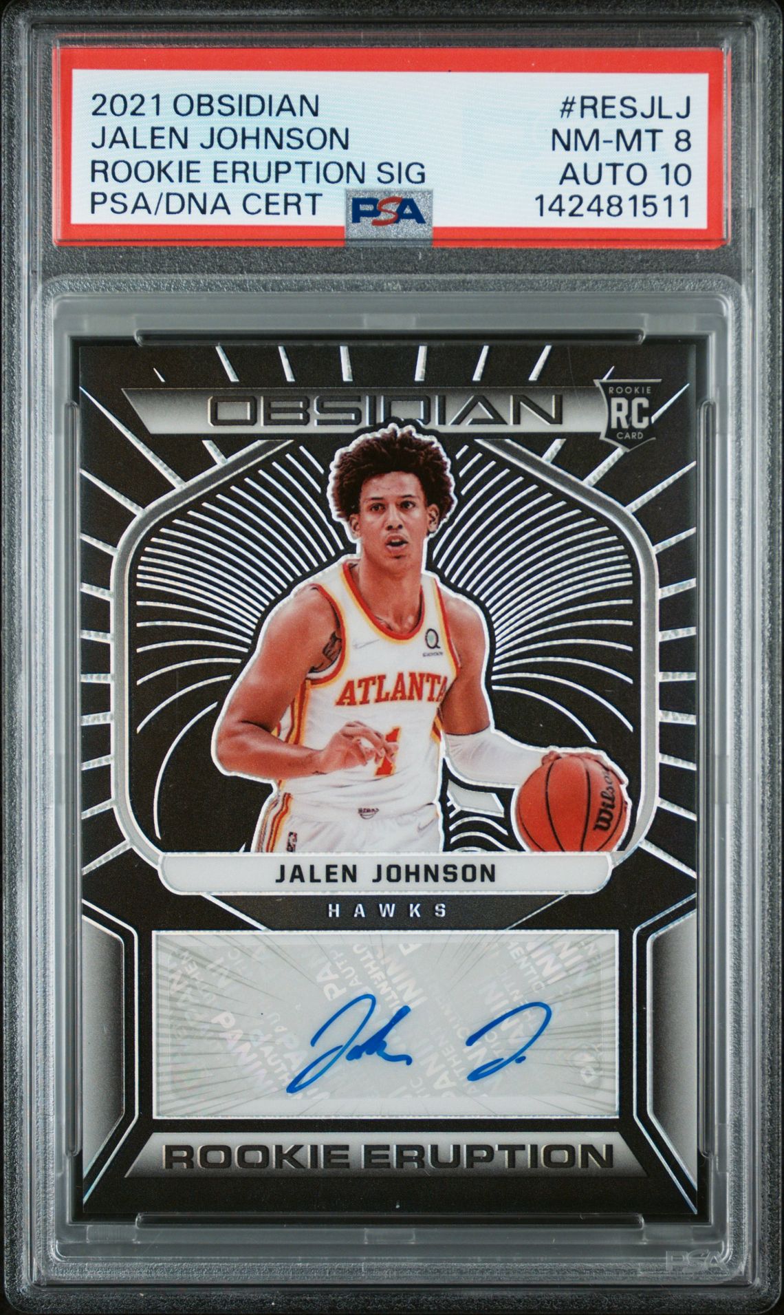 2021 Panini PANINI OBSIDIAN ROOKIE ERUPTION SIGNATURES #RESJLJ Jalen Johnson front