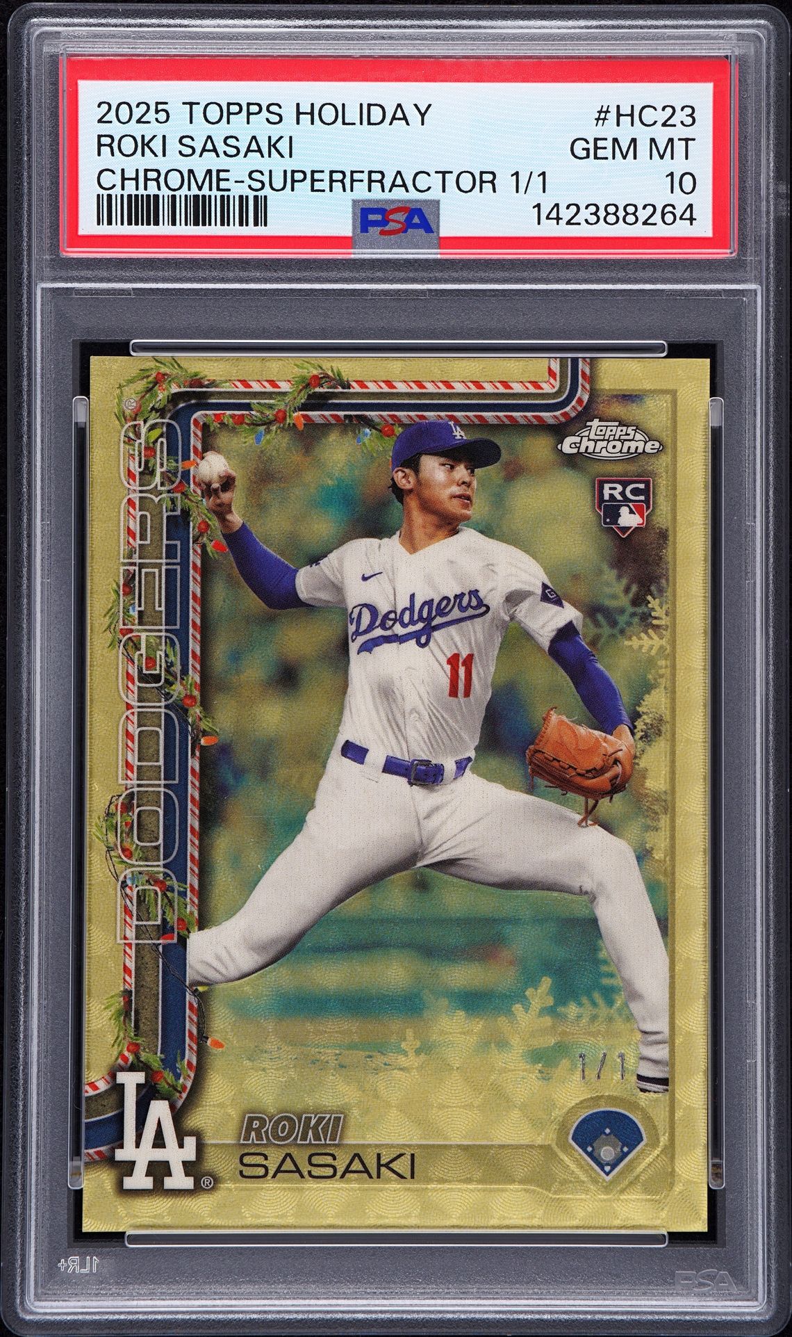 2025 Topps TOPPS HOLIDAY CHROME-SUPERFRACTOR 1/1 #HC23 Roki Sasaki front