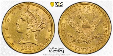 1881 $5 AU55