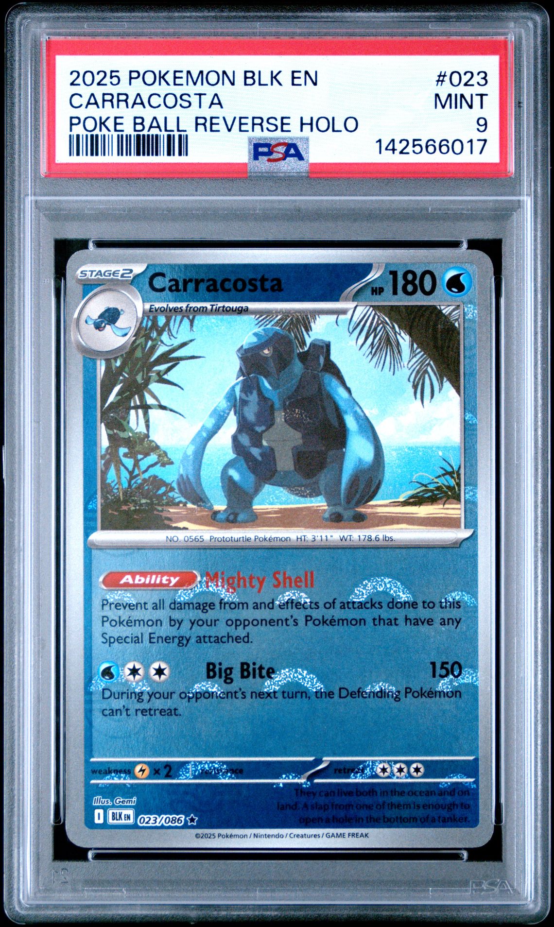 2025 Pokemon POKEMON BLK EN-BLACK BOLT POKE BALL REVERSE HOLO #023 Carracosta front
