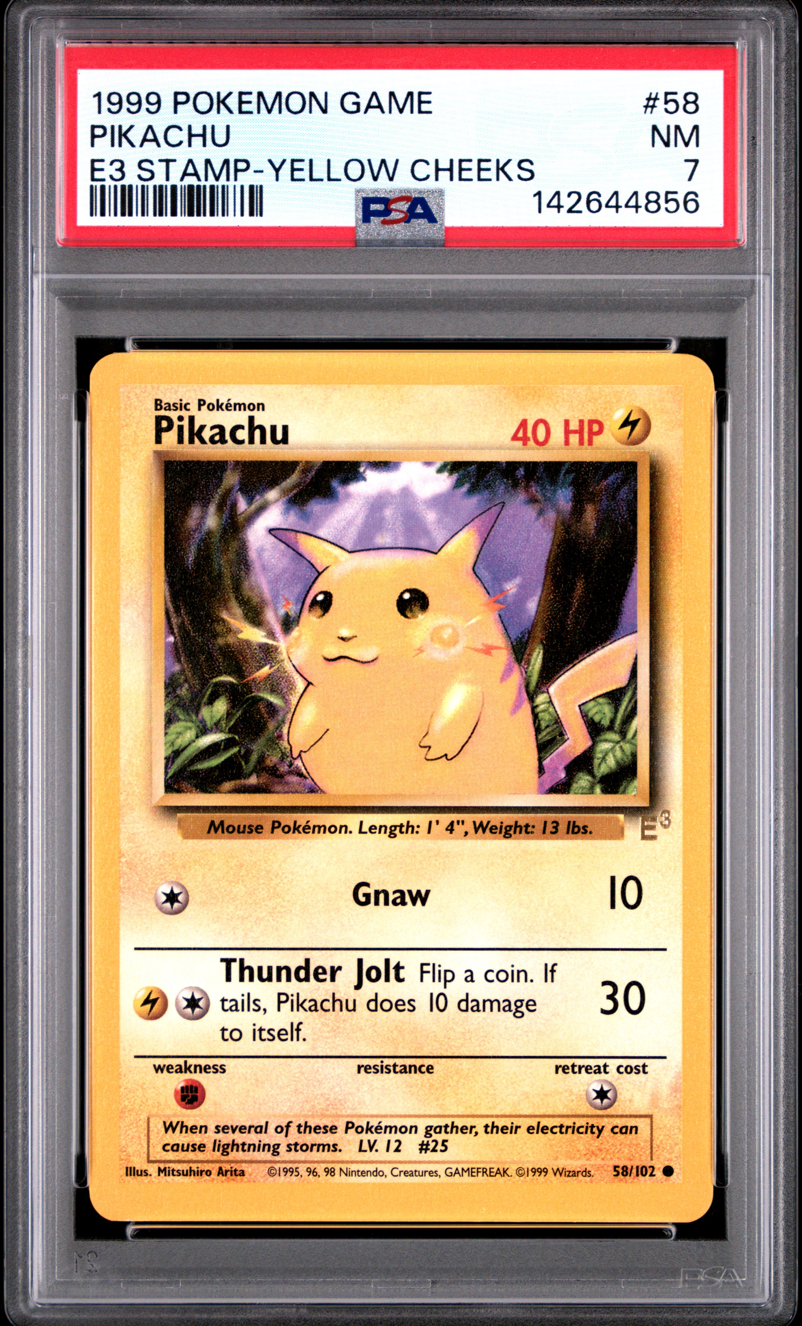 1999 #58 Pikachu PSA 7 Game Pokemon