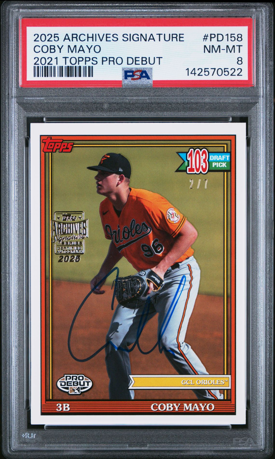 2025 Topps TOPPS ARCHIVES SIGNATURE SERIES 2021 TOPPS PRO DEBUT #PD158 Coby Mayo front