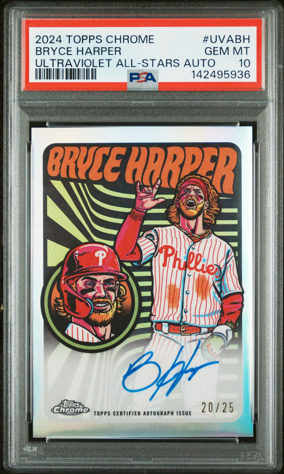 2024 Topps TOPPS CHROME ULTRAVIOLET ALL-STARS AUTOGRAPHS #UVABH Bryce Harper front