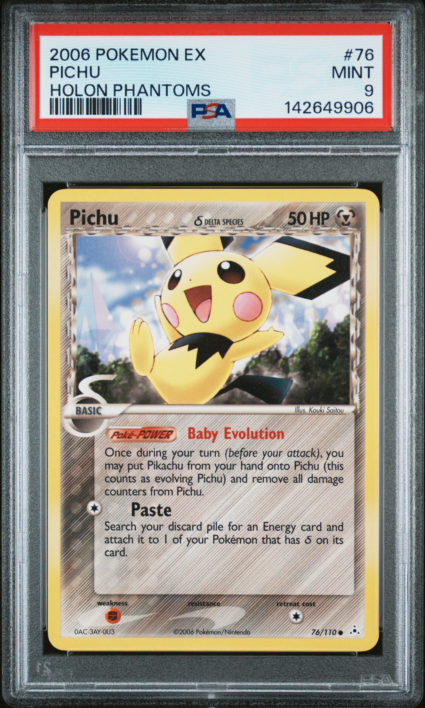 2006 #76 Pichu PSA 9 EX Holon Phantoms Pokemon