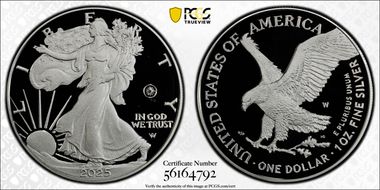 2025-W $1 Silver Eagle w/ Laser Privy PR69DCAM