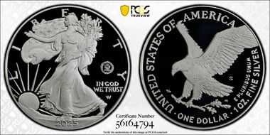 2025-S $1 Silver Eagle w/ U.S. Navy Privy 250th Anniversary PR70DCAM