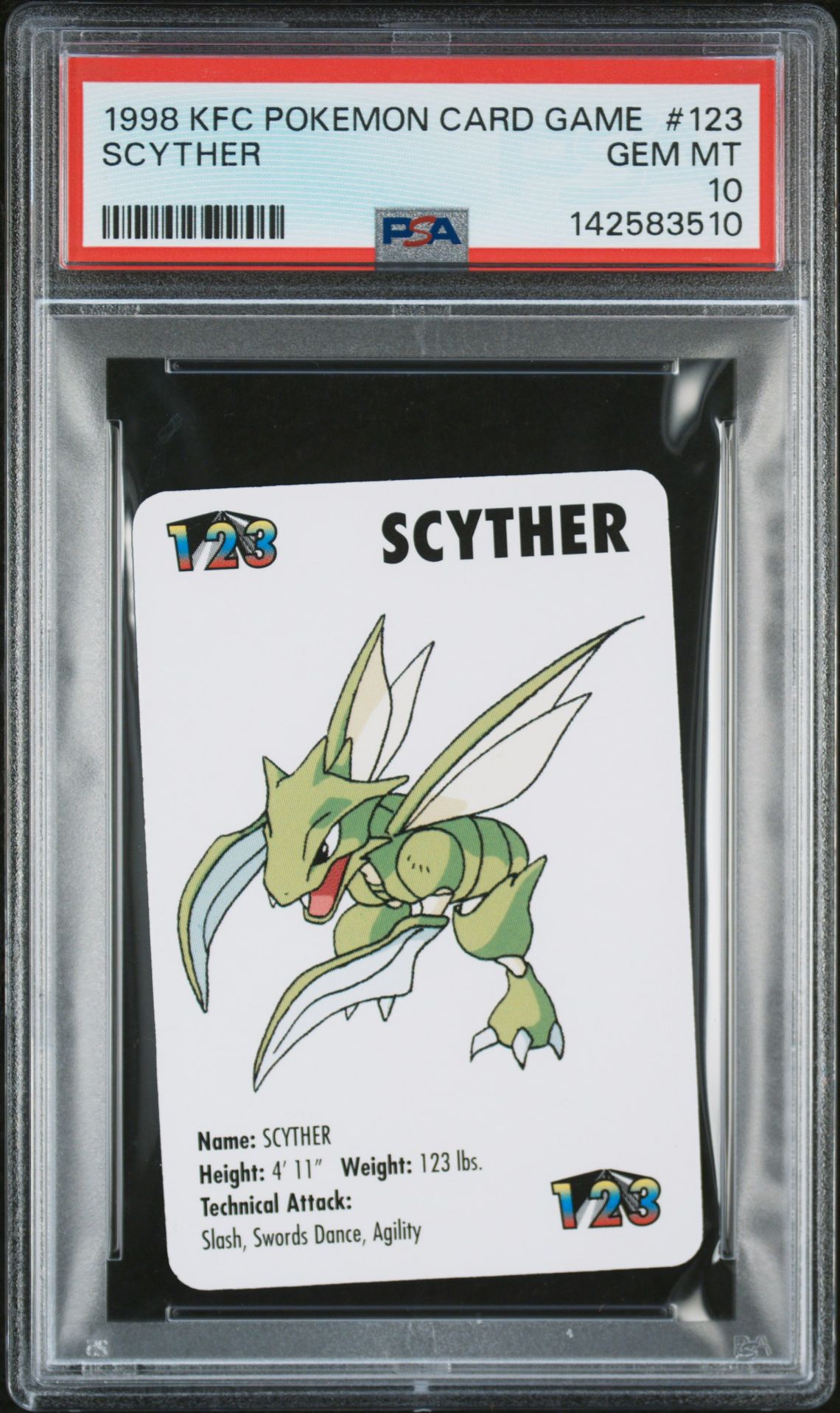 1998 Pokemon KFC POKEMON CARD GAME #123 Scyther front