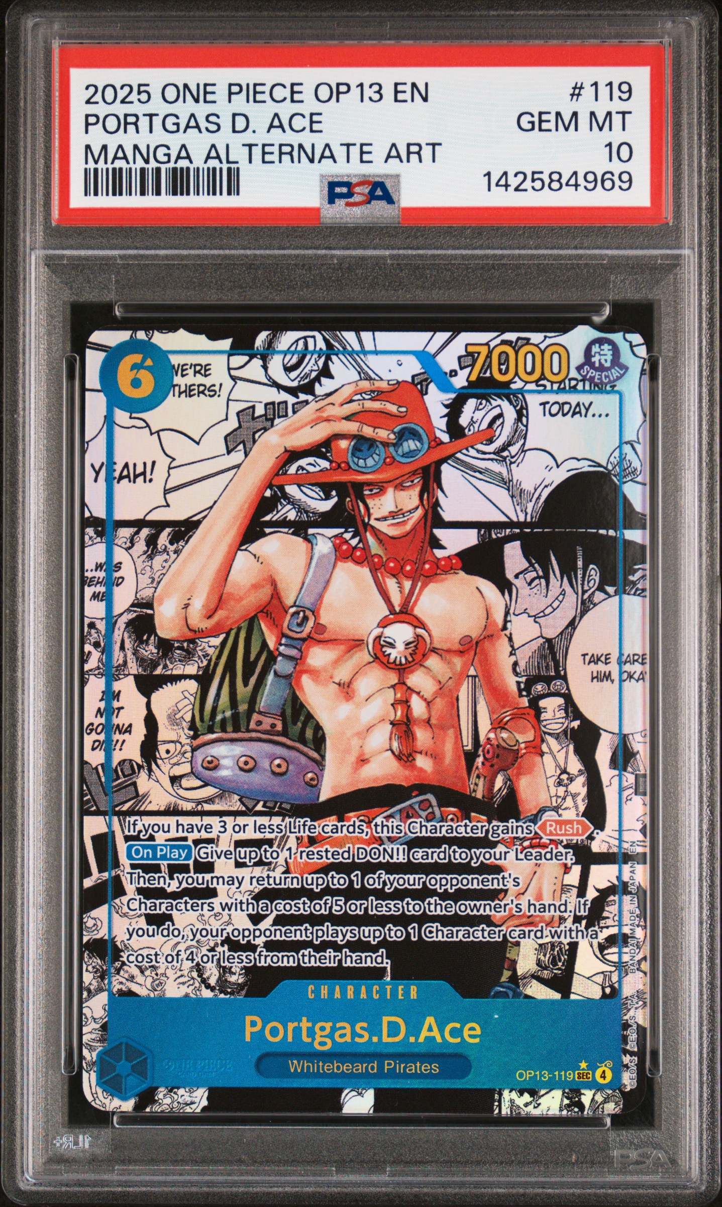 2025 #119 Portgas D. Ace PSA 10 OP13-Carrying on His Will One Piece