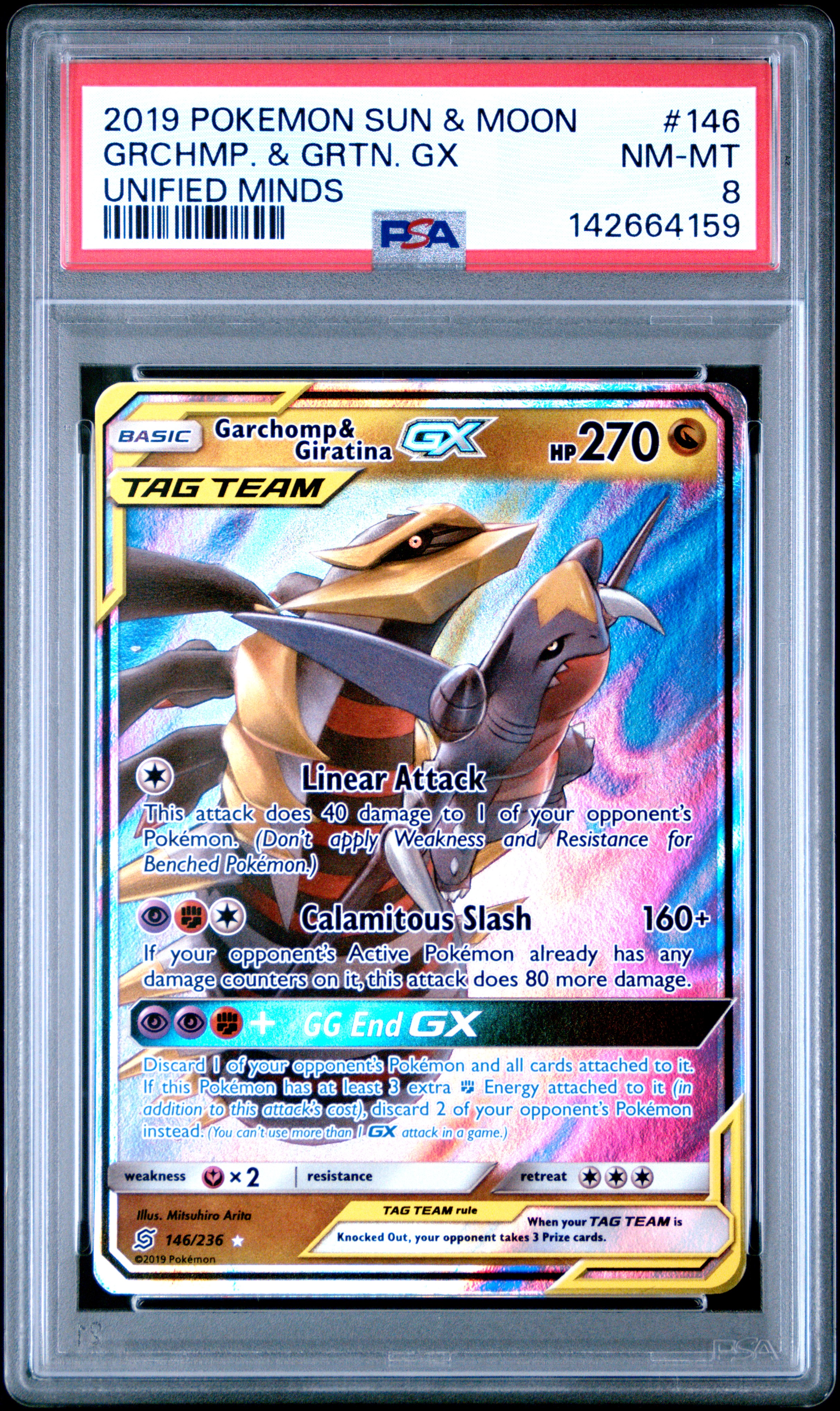 2019 #146 Garchomp & Giratina GX PSA 8 Sun & Moon Unified Minds Pokemon