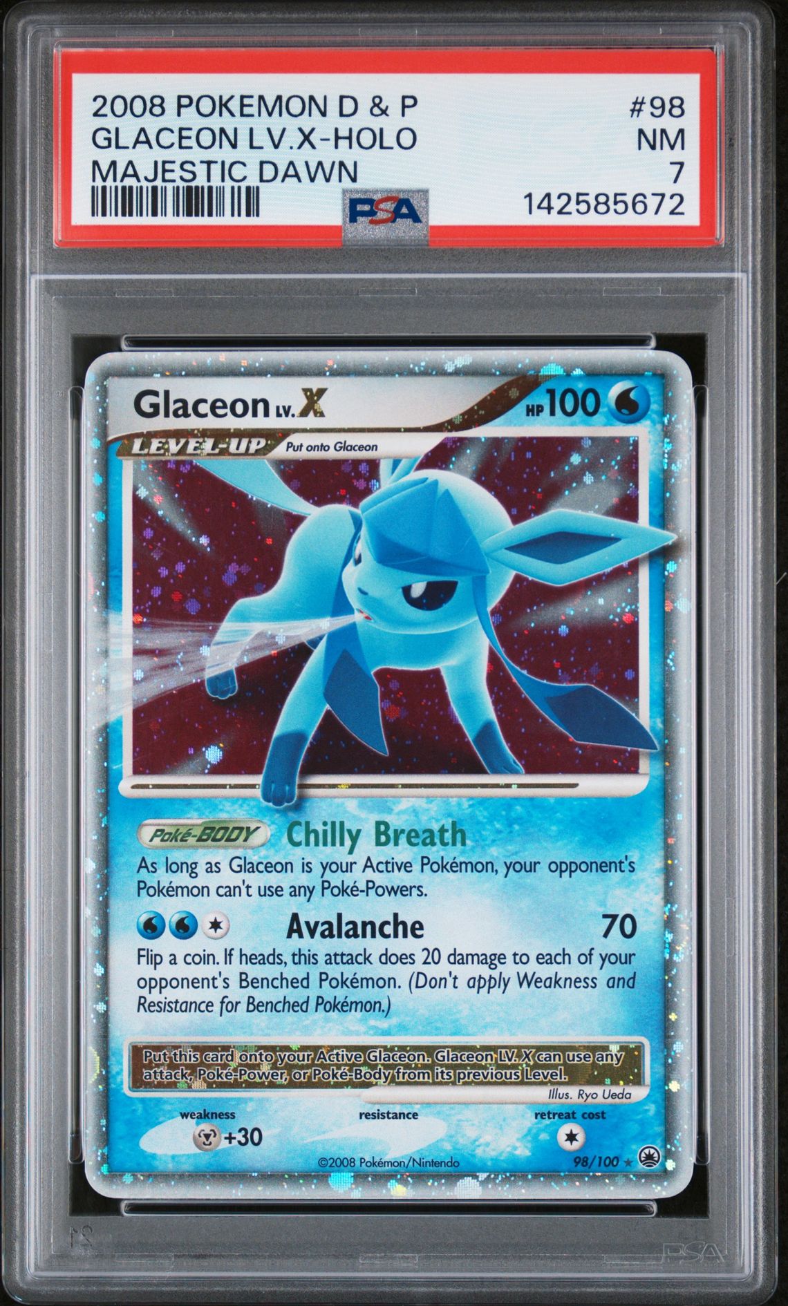 2008 Pokemon POKEMON DIAMOND & PEARL MAJESTIC DAWN #98 Glaceon Lv.X-Holo front